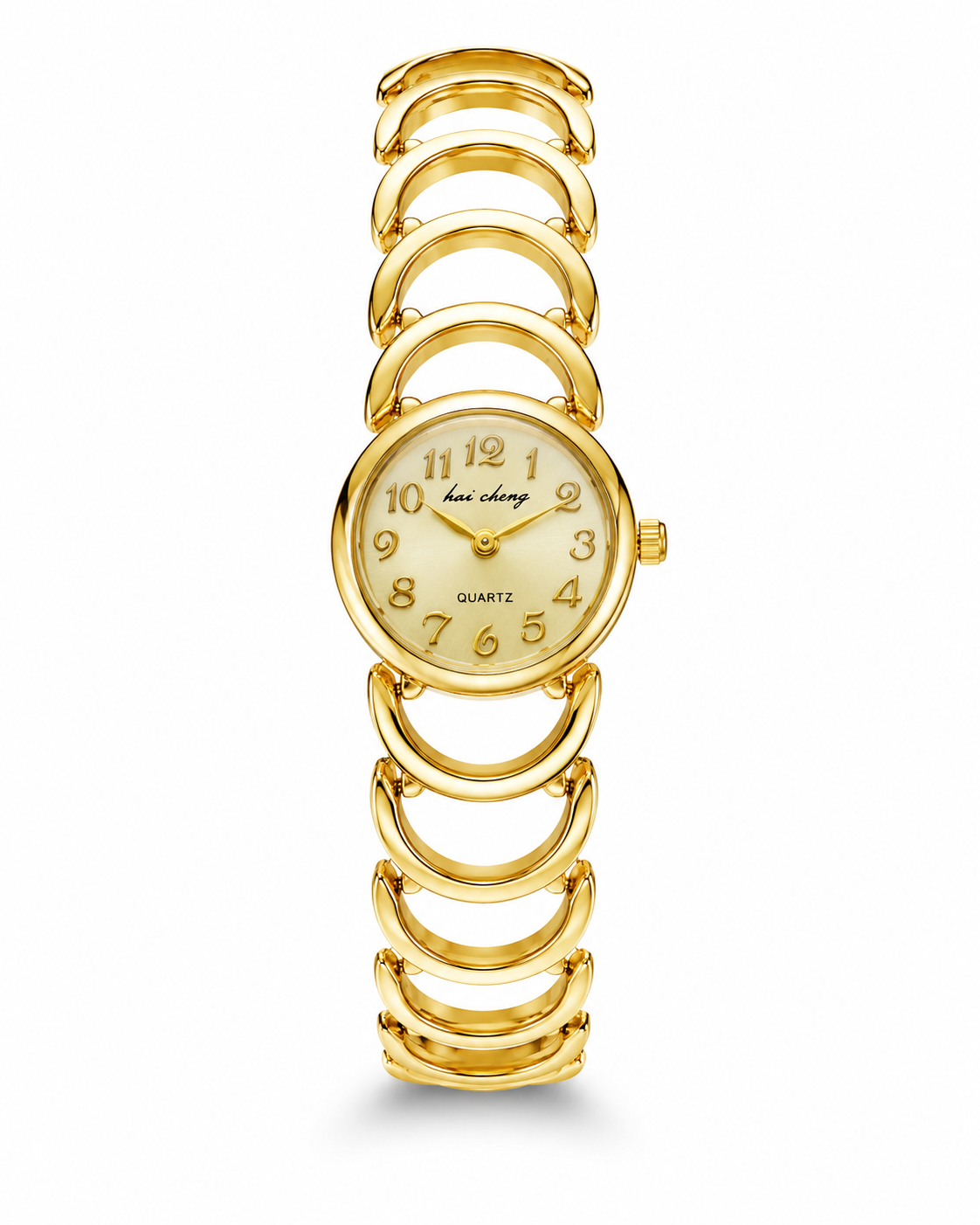 Gold Semi Circle Bracelet Watch For Her
