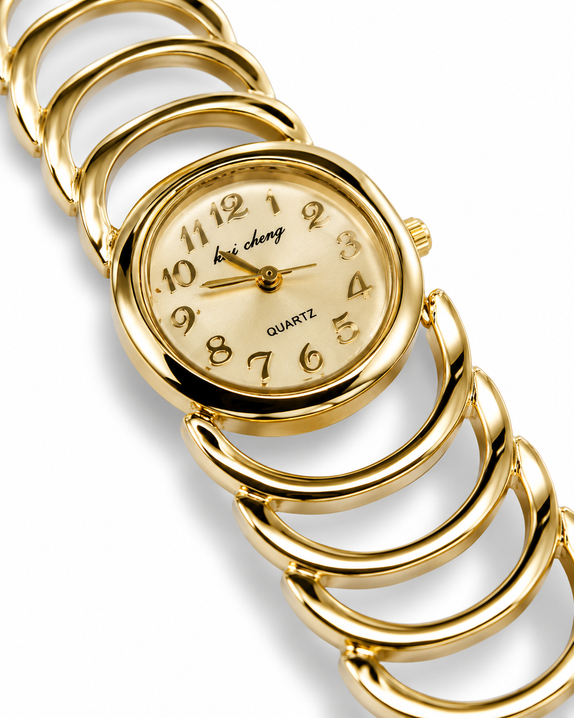 Gold Semi Circle Bracelet Watch For Her