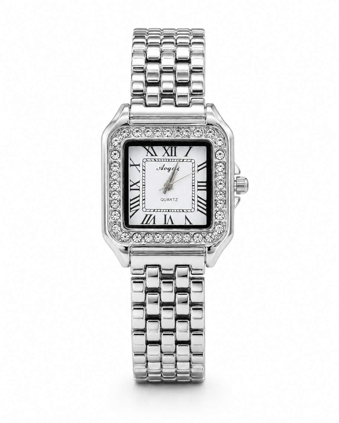 Silver White Zircon Santos Watch For Her
