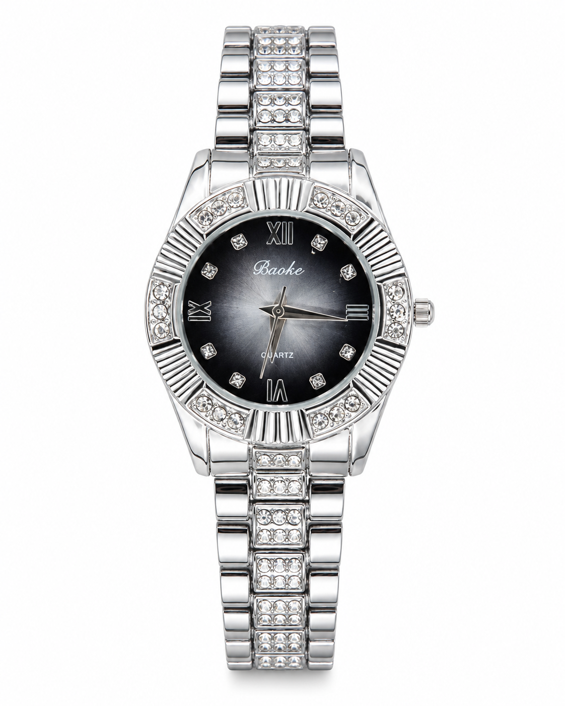 Silver Zircon Chain Watch For Her