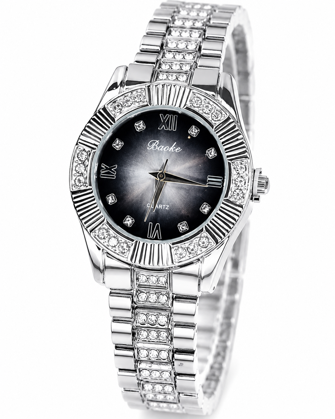 Silver Zircon Chain Watch For Her