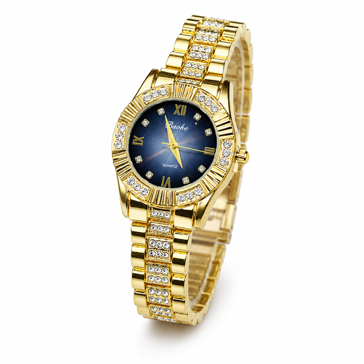 Gold Zircon Chain Watch For Her