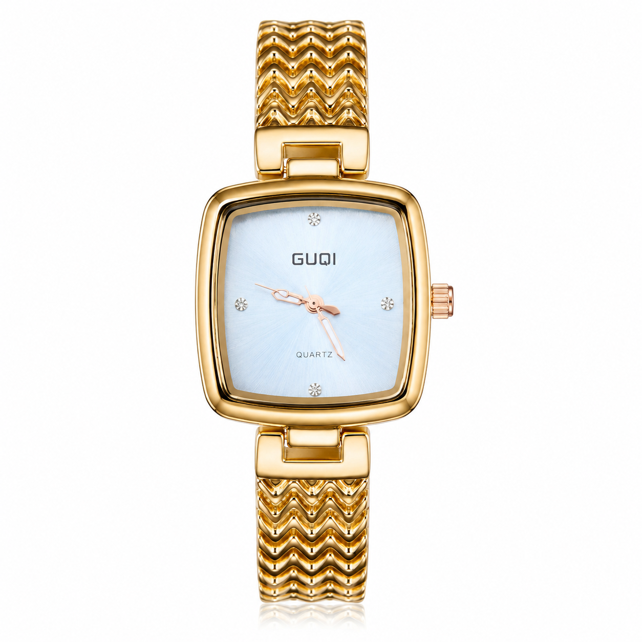Rose Gold White Guqi Square Watch For Her