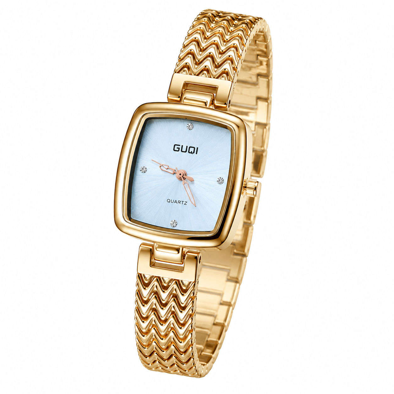 Rose Gold White Guqi Square Watch For Her