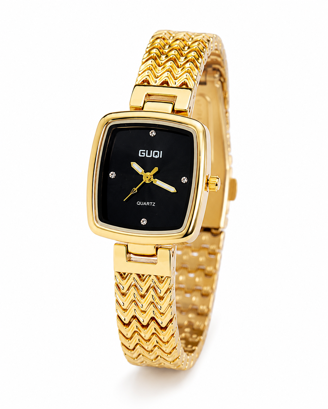 Gold Black Guqi Square Watch For Her