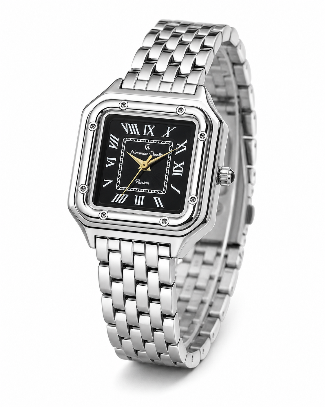 Silver Black Santos Watch For Her