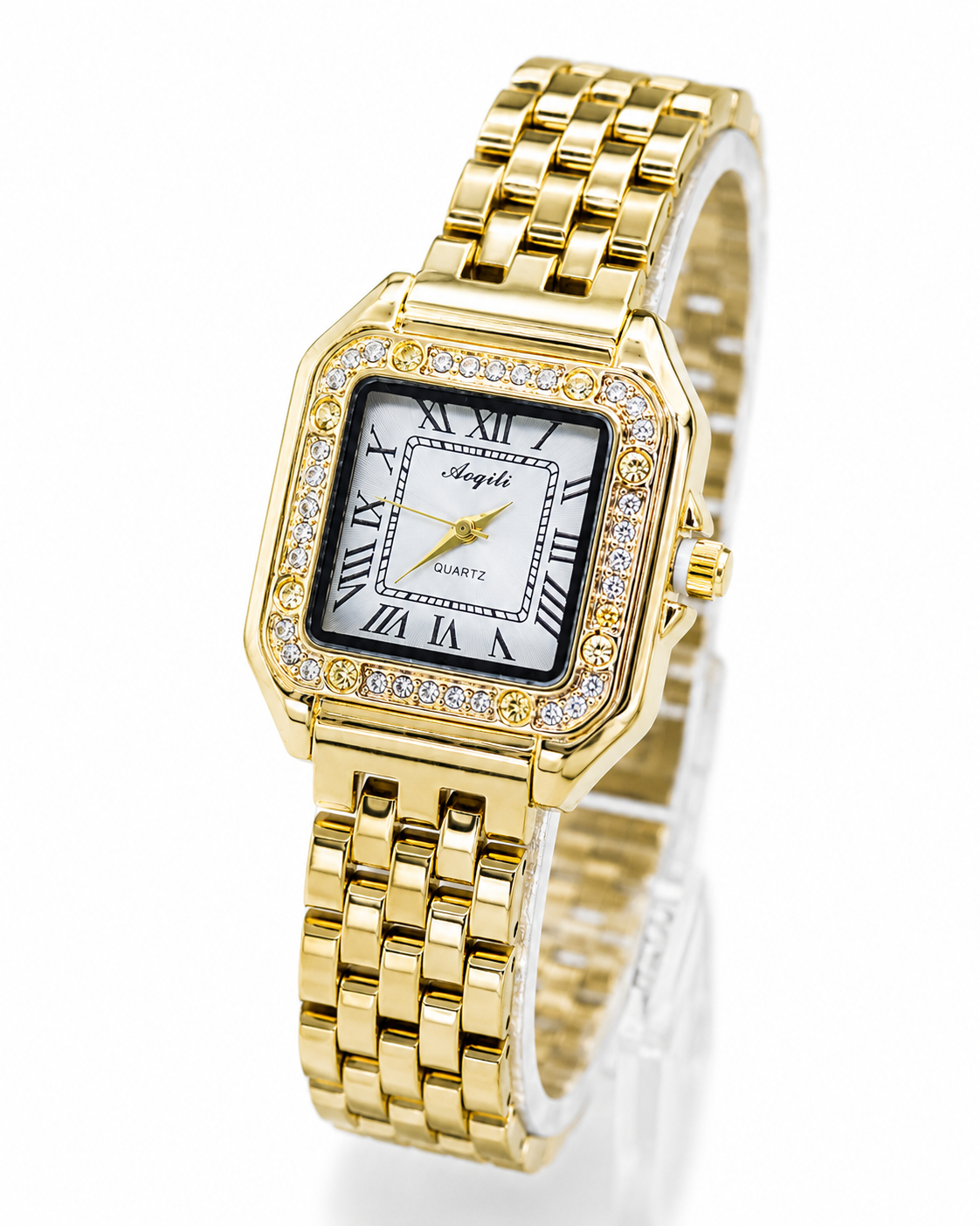 Gold White zircon Santos Watch For Her