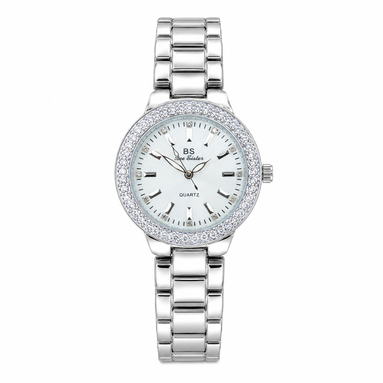 Bee Sister Silver Zircon Bezel Watch For Her