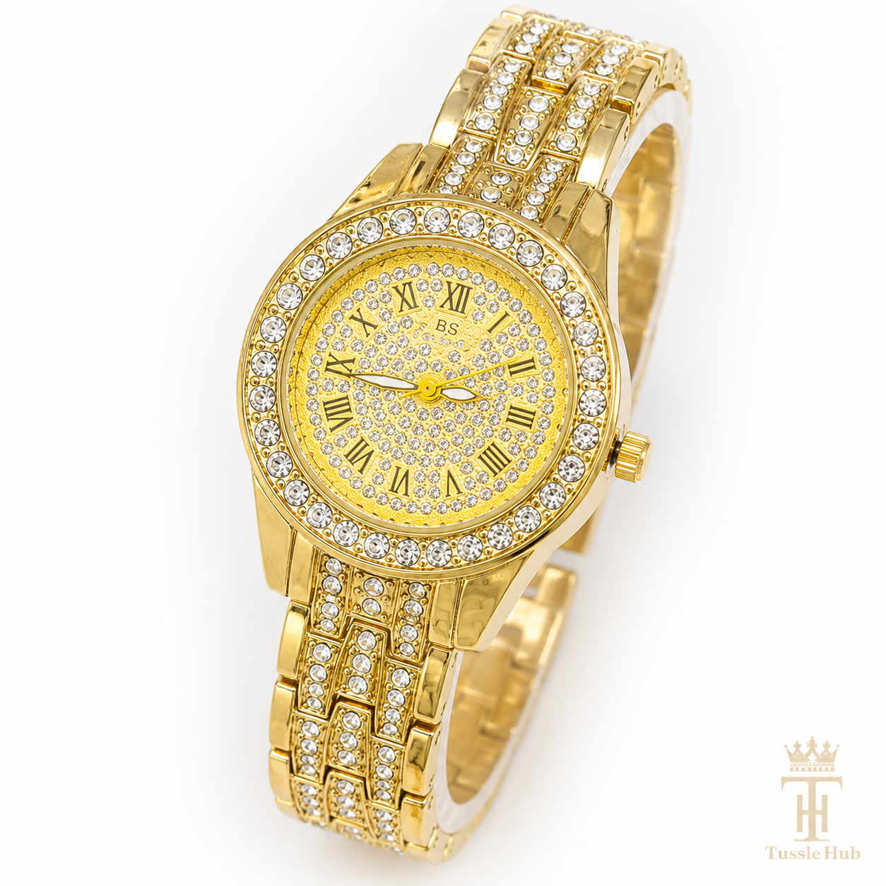 Gold Iced Out Watch For Her