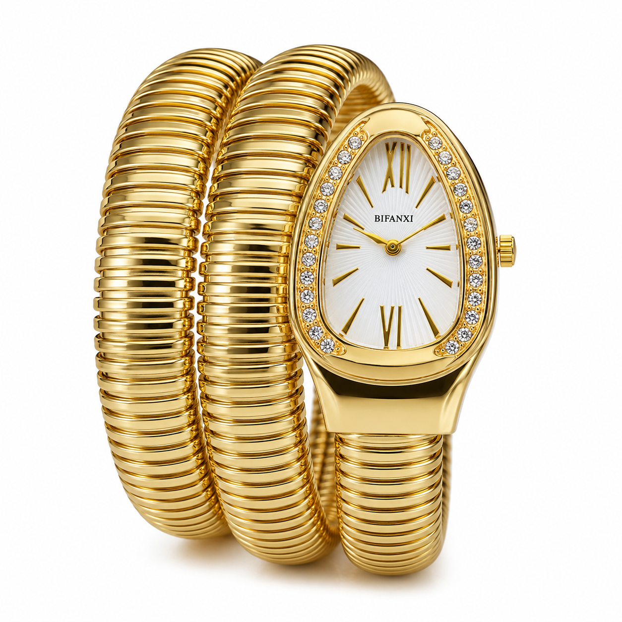 Gold White Serpentine Watch For Her