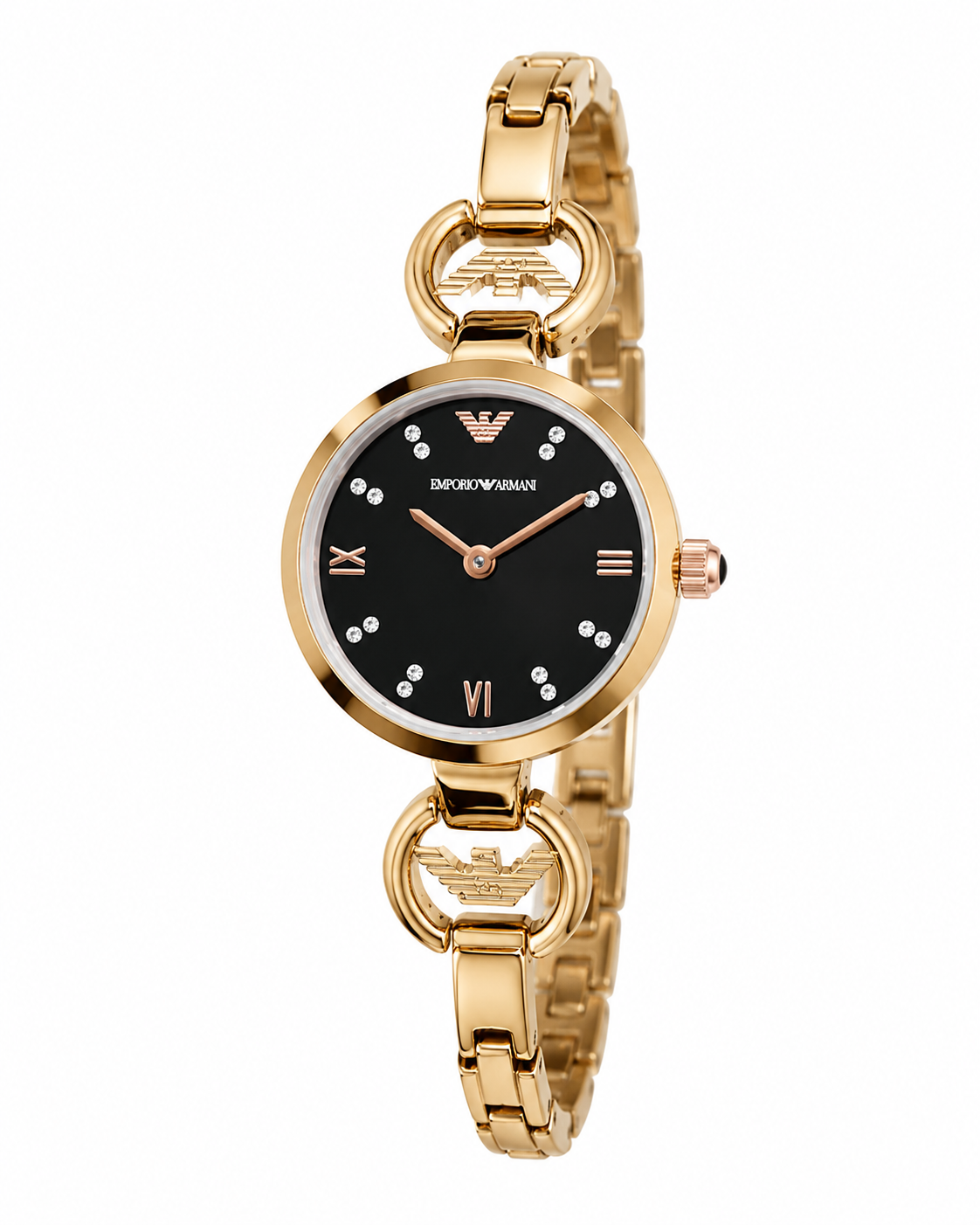 Emporio Rose Gold Black Watch for her
