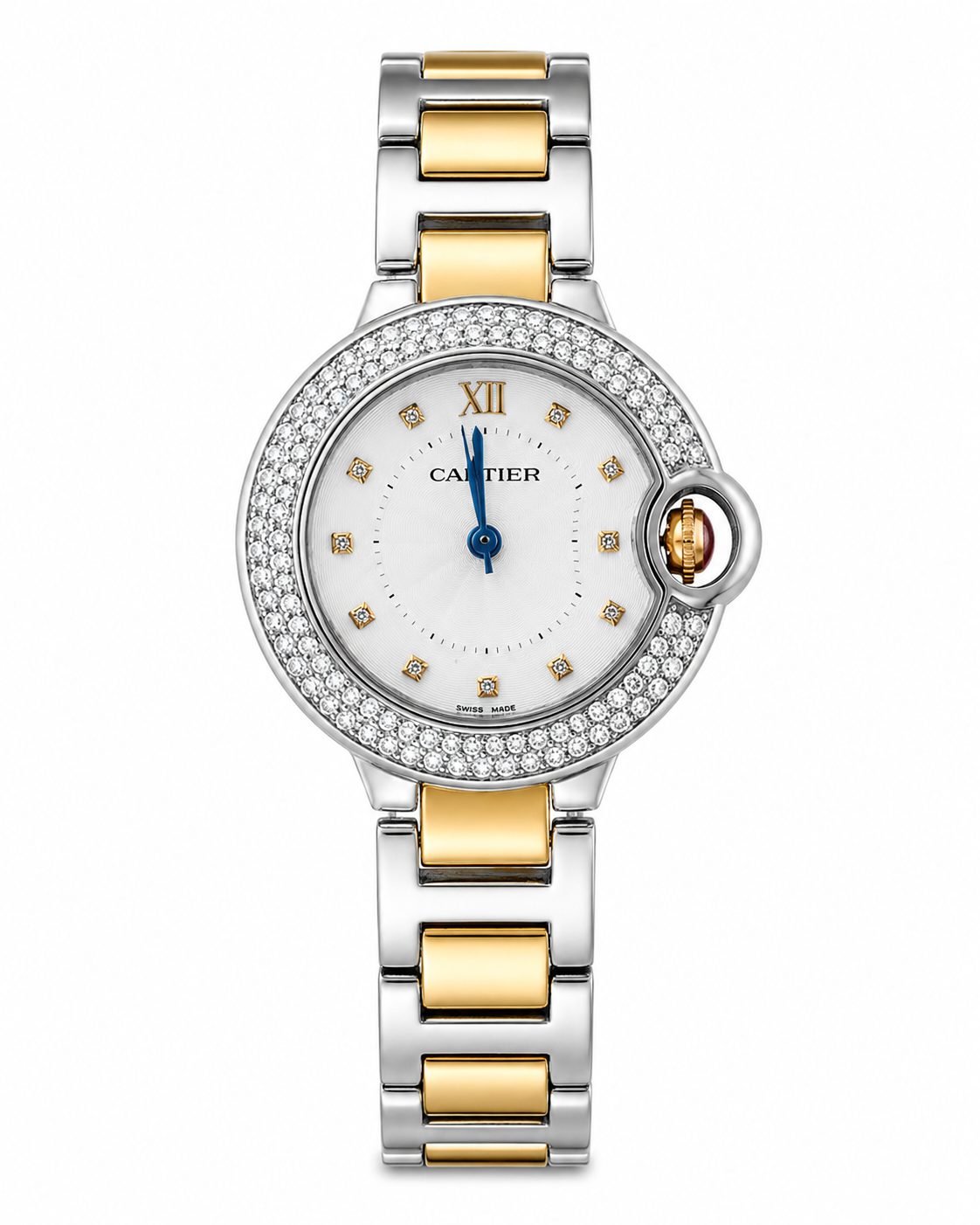 Cartier Silver Copper White iced Dial Watch For Her