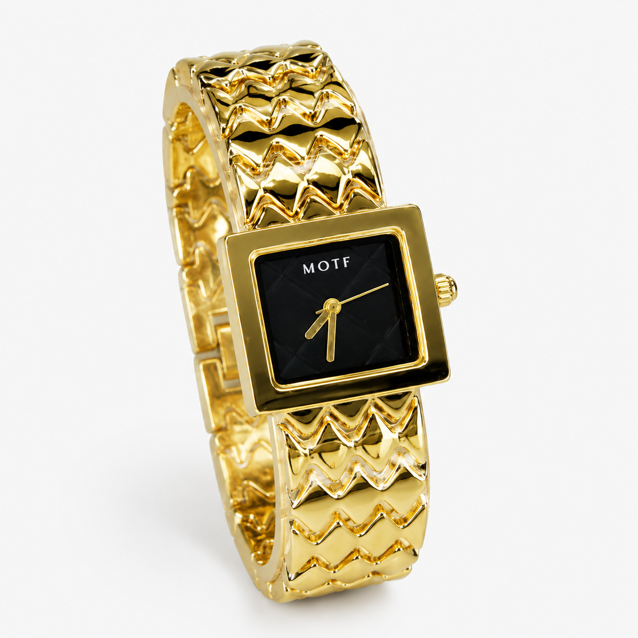 Motf Gold Black Square Chain Watch For Her