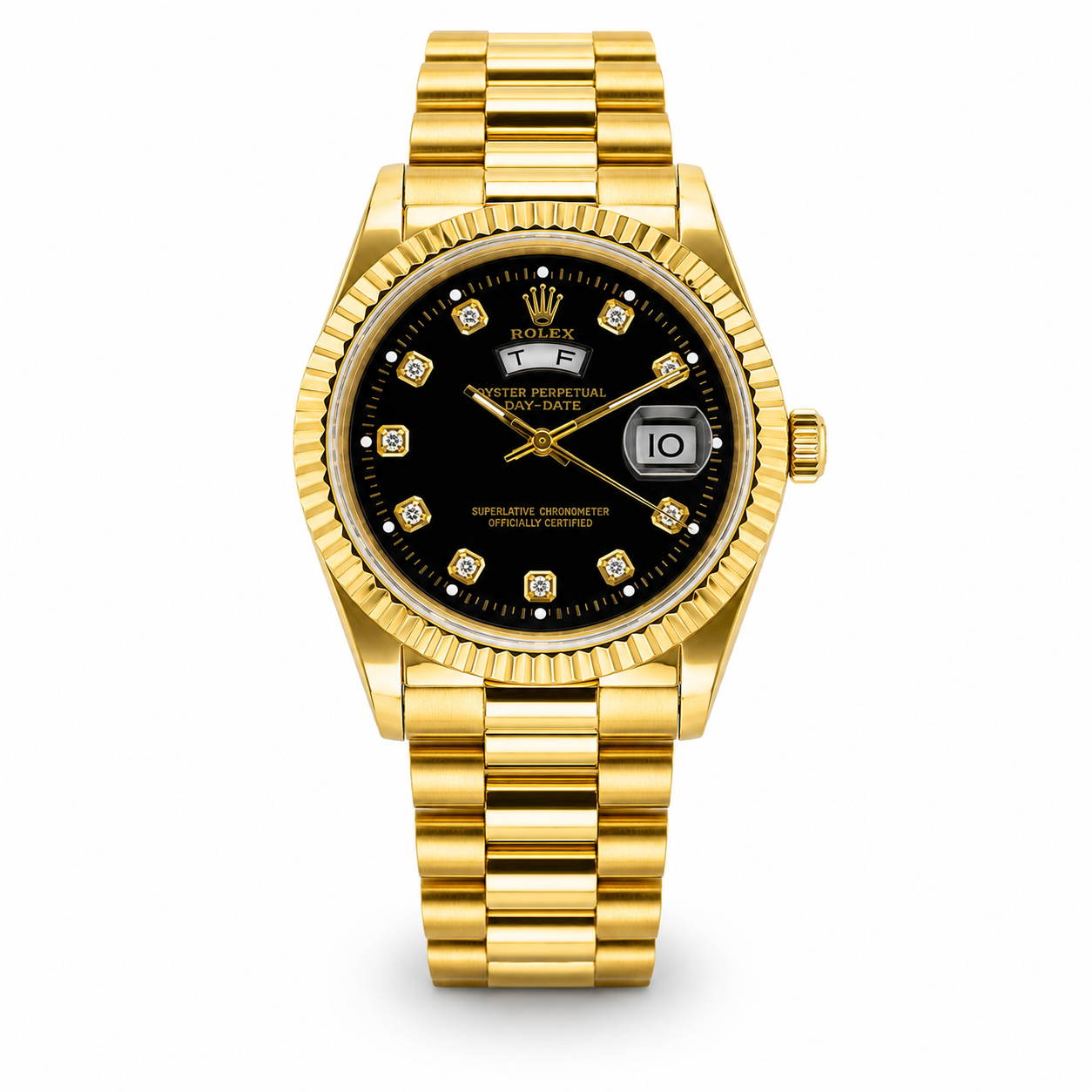 Premium Day Date All Gold Black Dial Watch