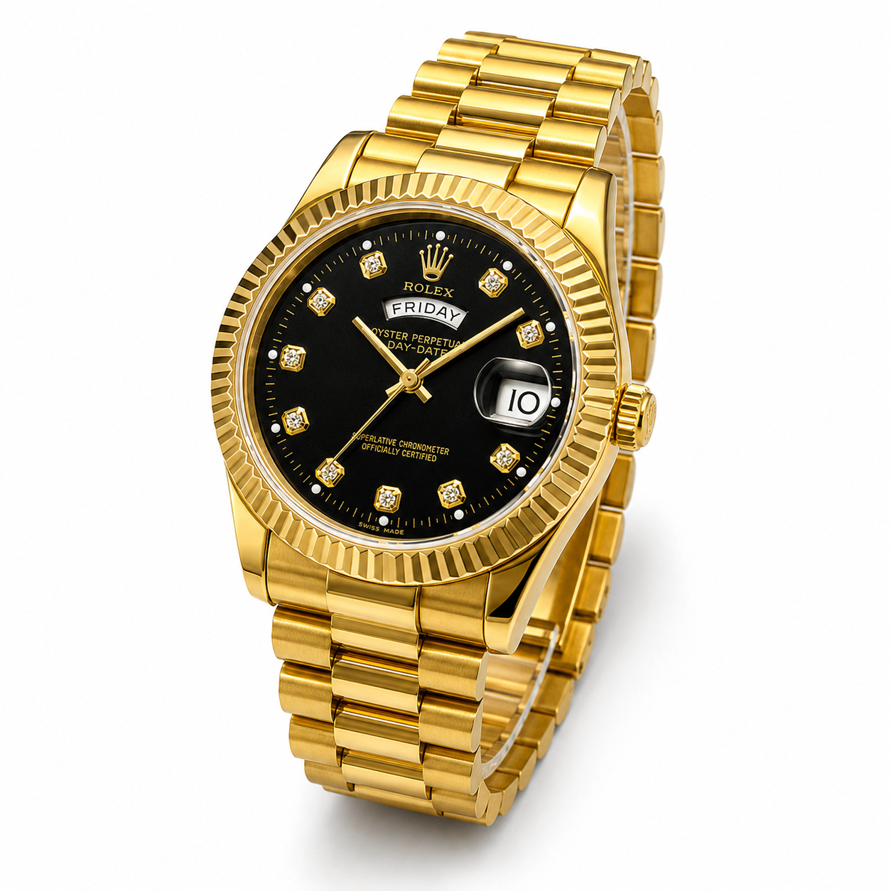 Premium Day Date All Gold Black Dial Watch