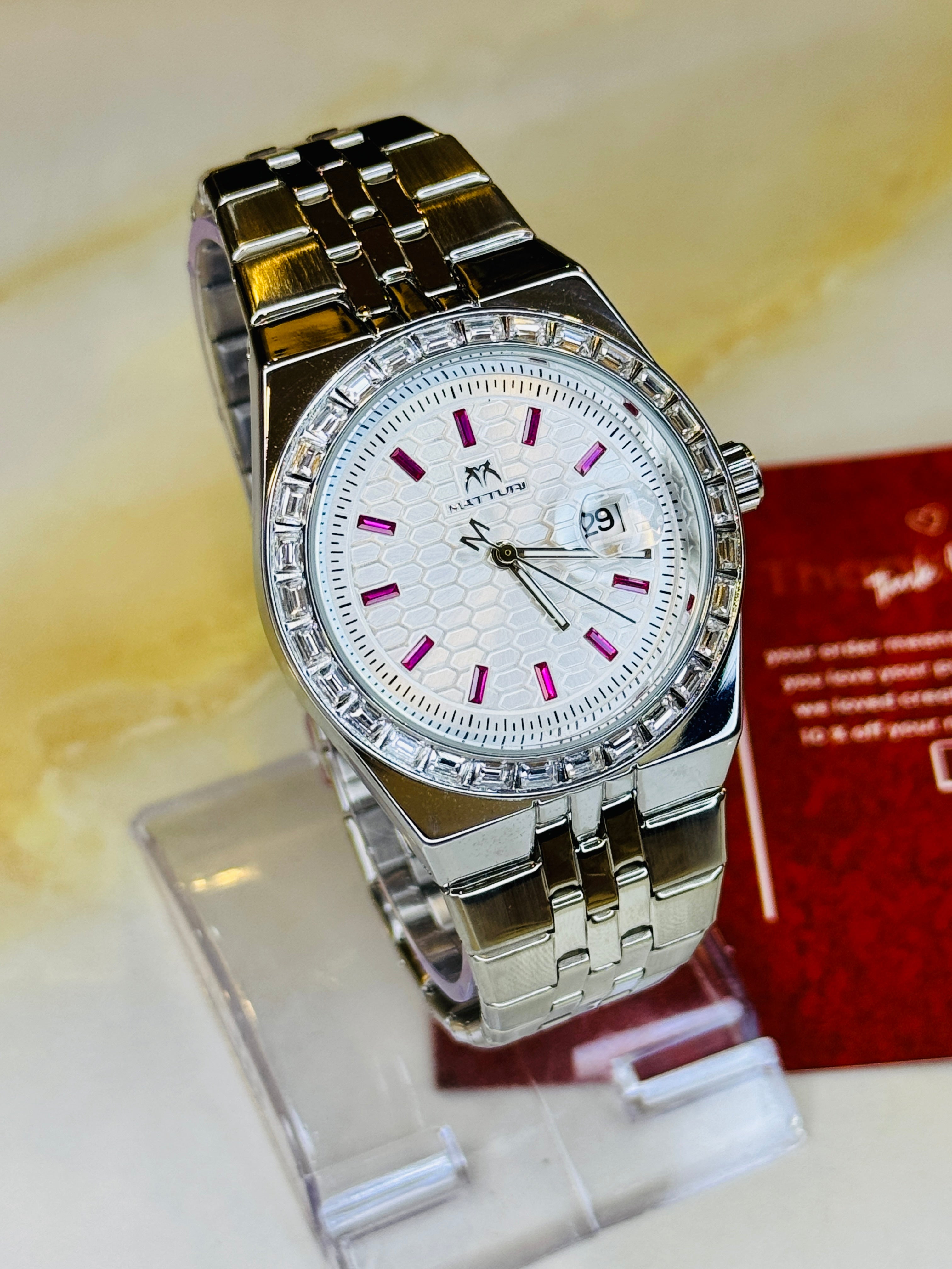 Silver White Luxus Watch