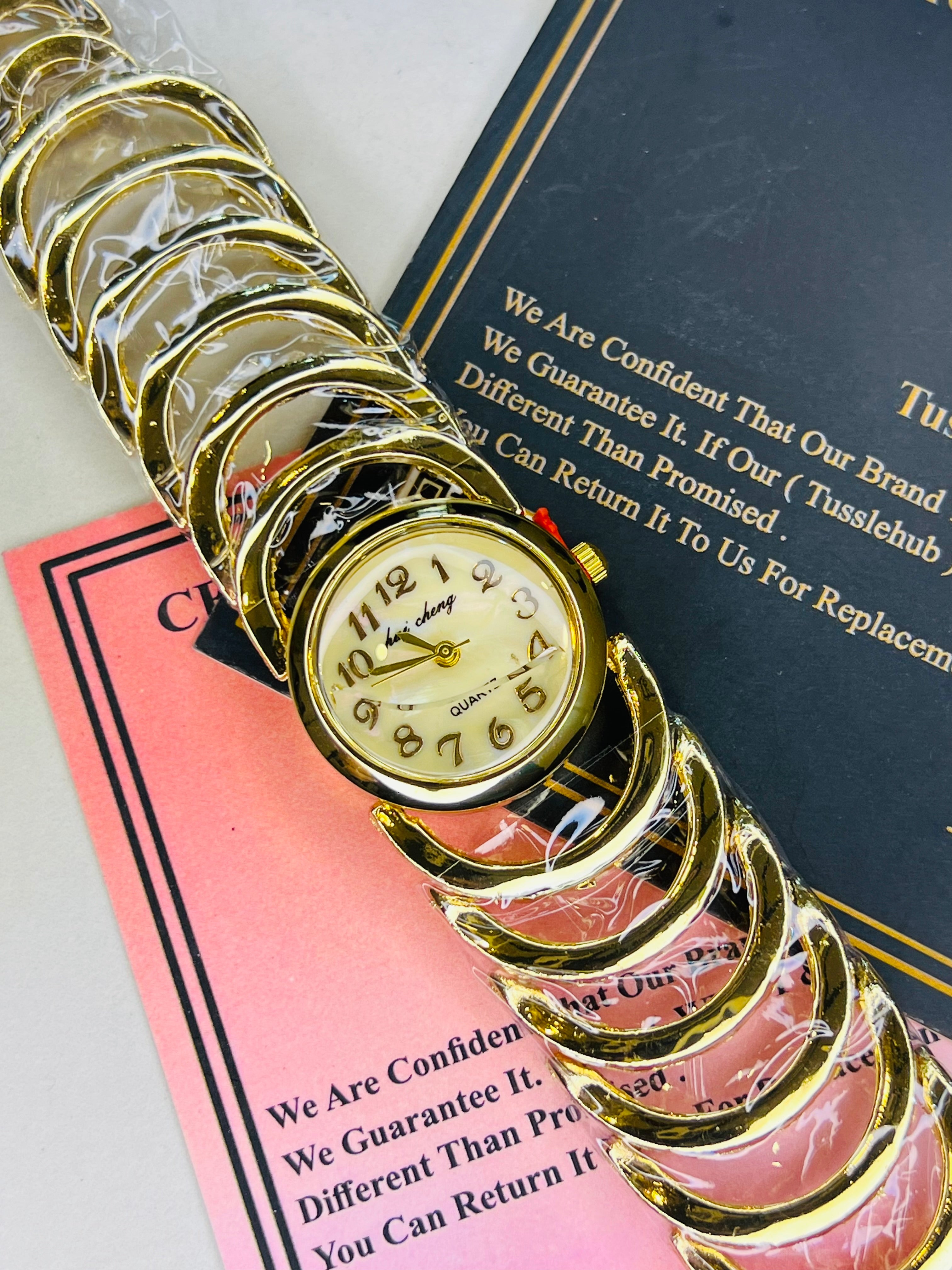 Gold Semi Circle Bracelet Watch For Her