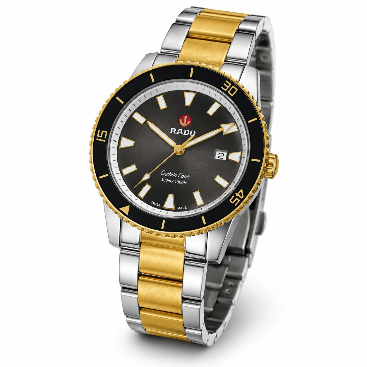 Two Tone Black Rado Captain Cook Watch