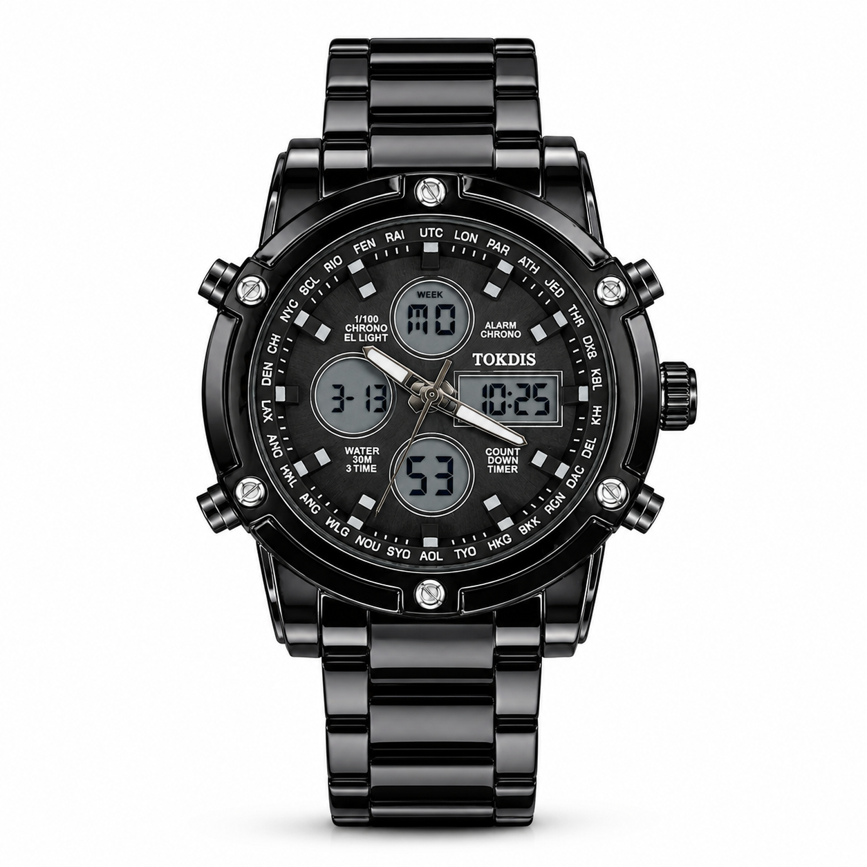 Black Metal Digital Analogue Tokdis Watch