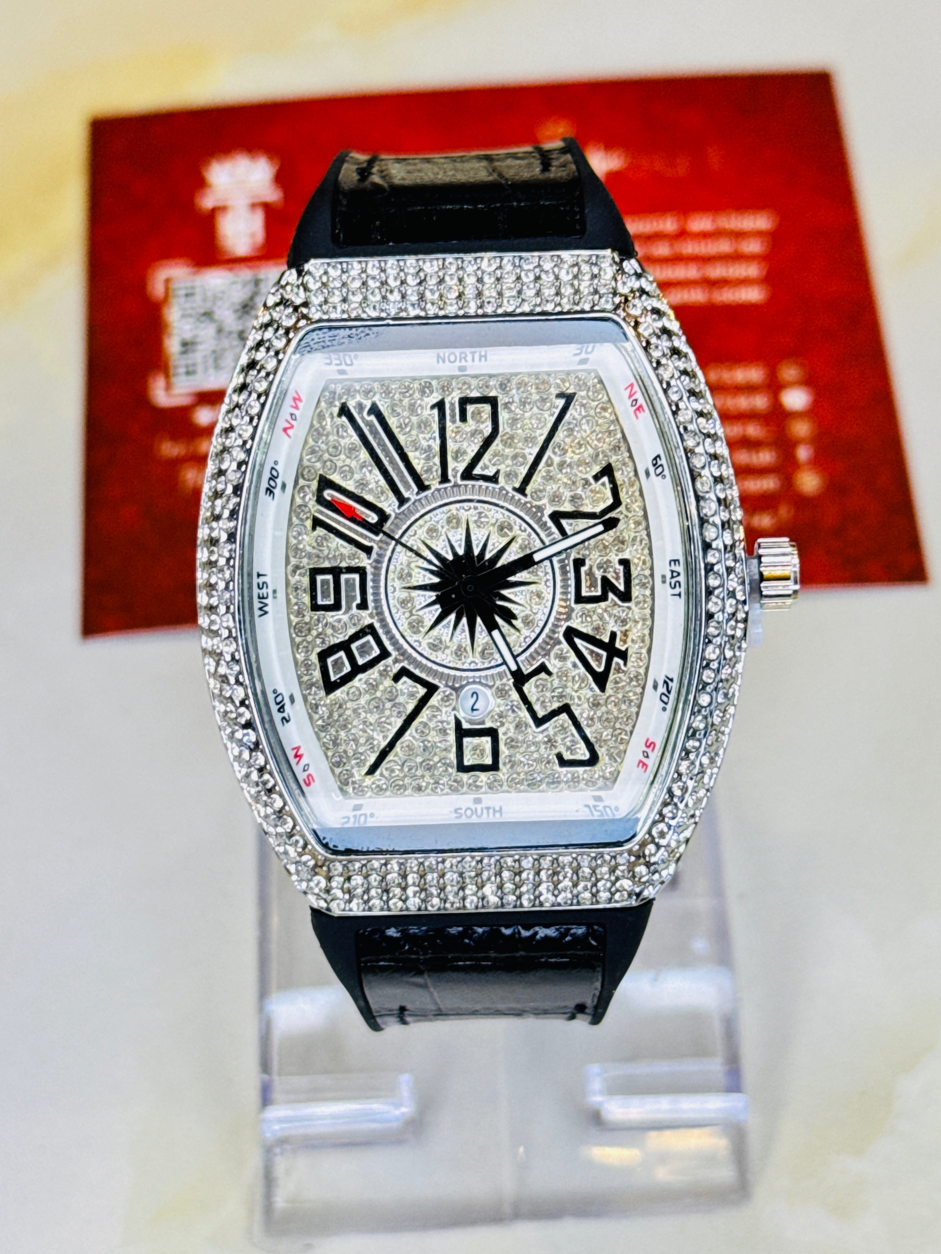 Vanguard Black Silver White Iced Frank Muller Watch