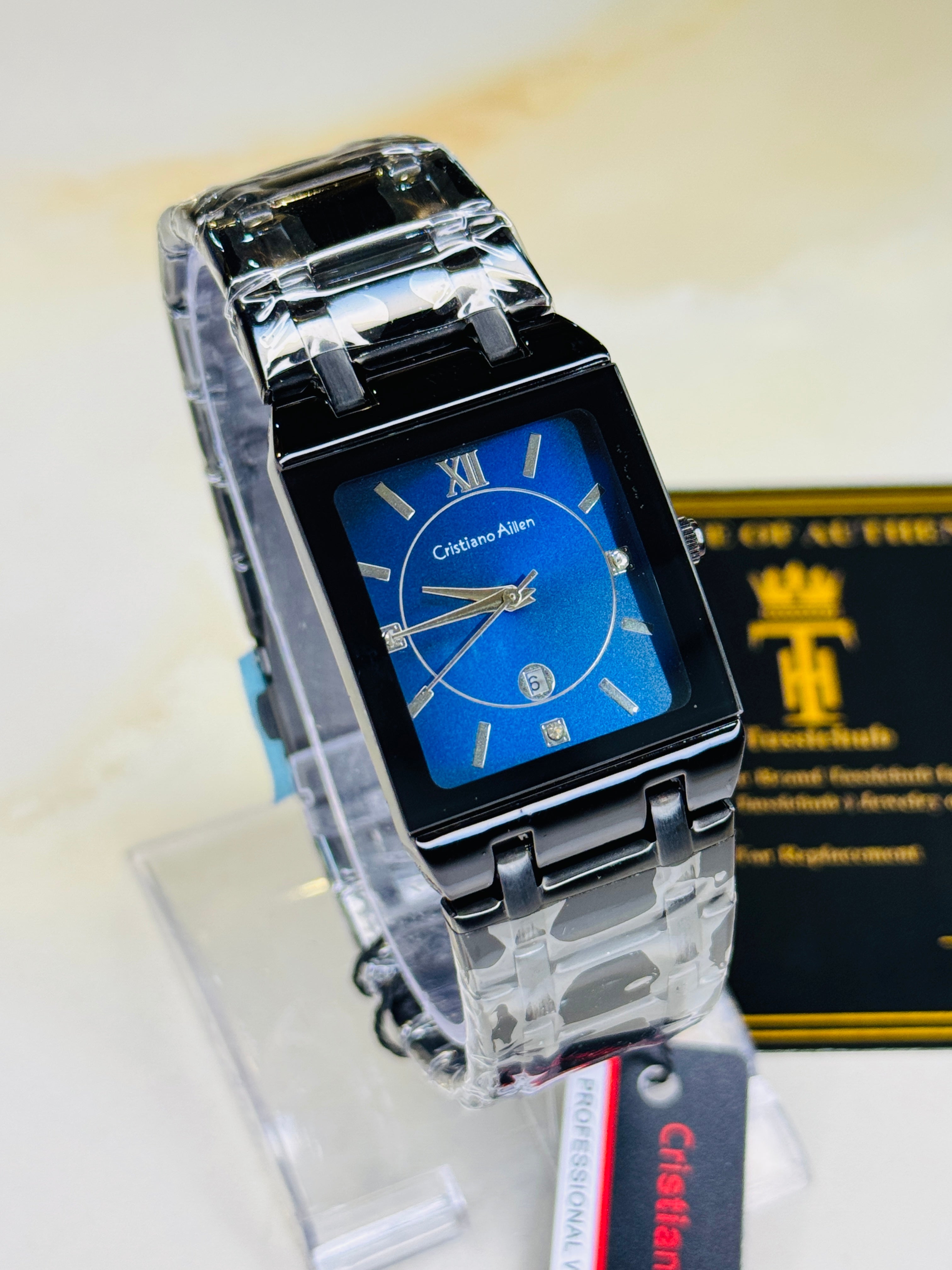 Cristiano Aillen Black Sapphire Square Watch