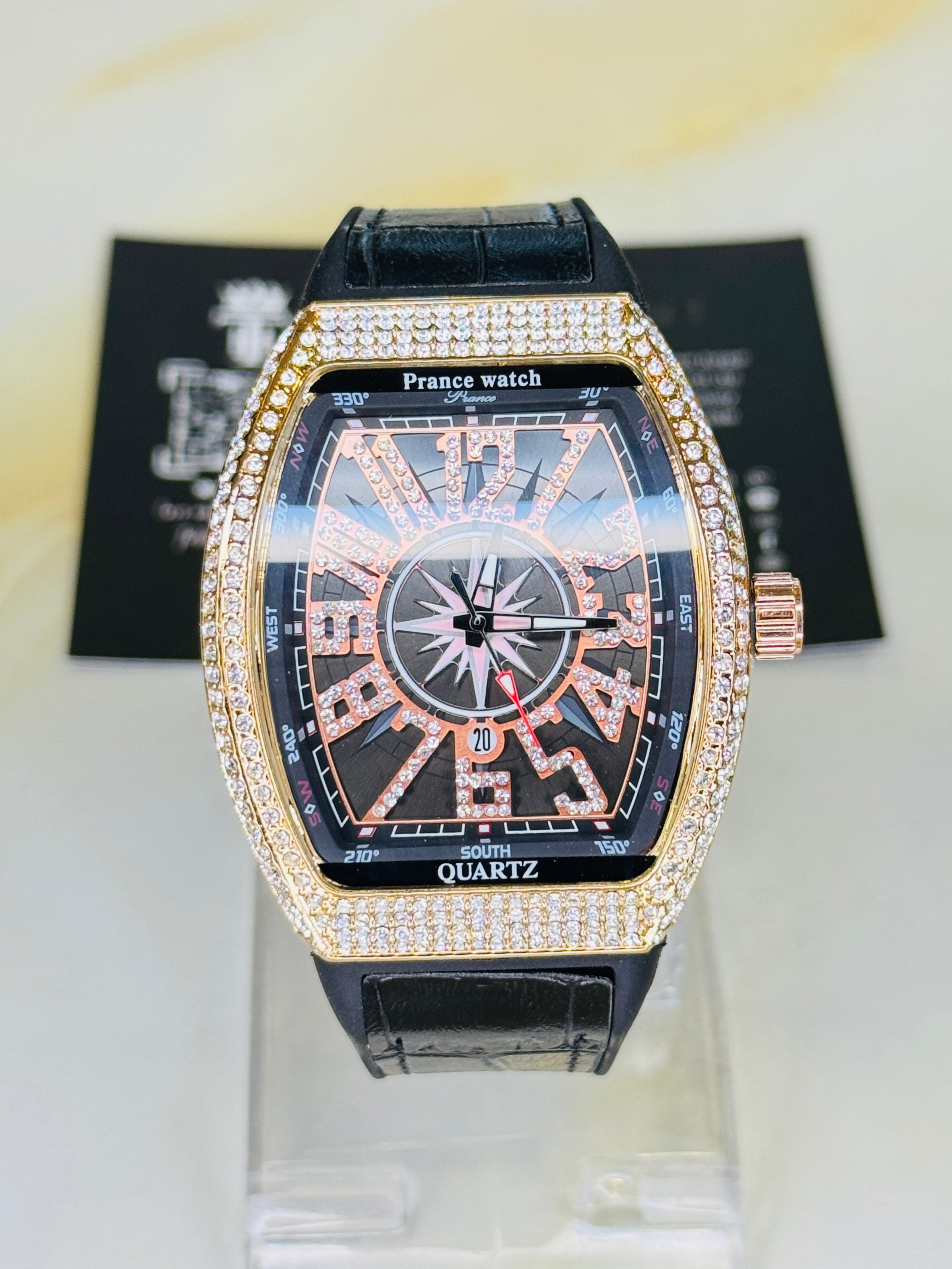 Vanguard Black Rose Gold Iced Frank Muller Watch