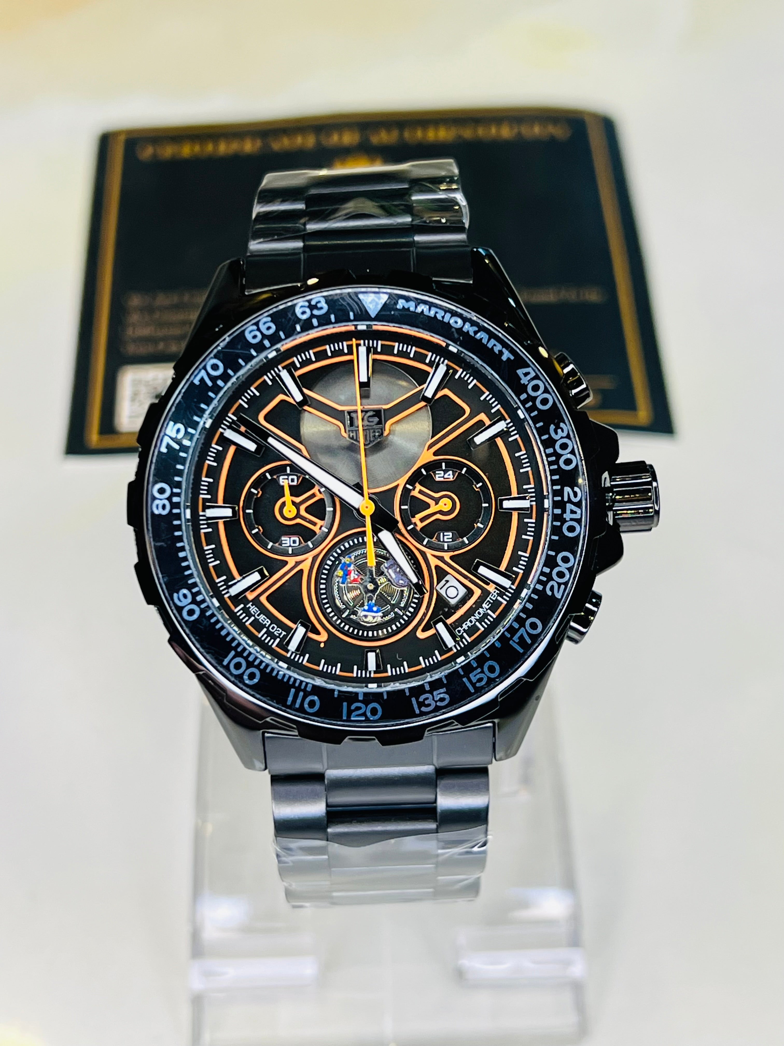 Tag Heur Black Orange Chronograph Watch