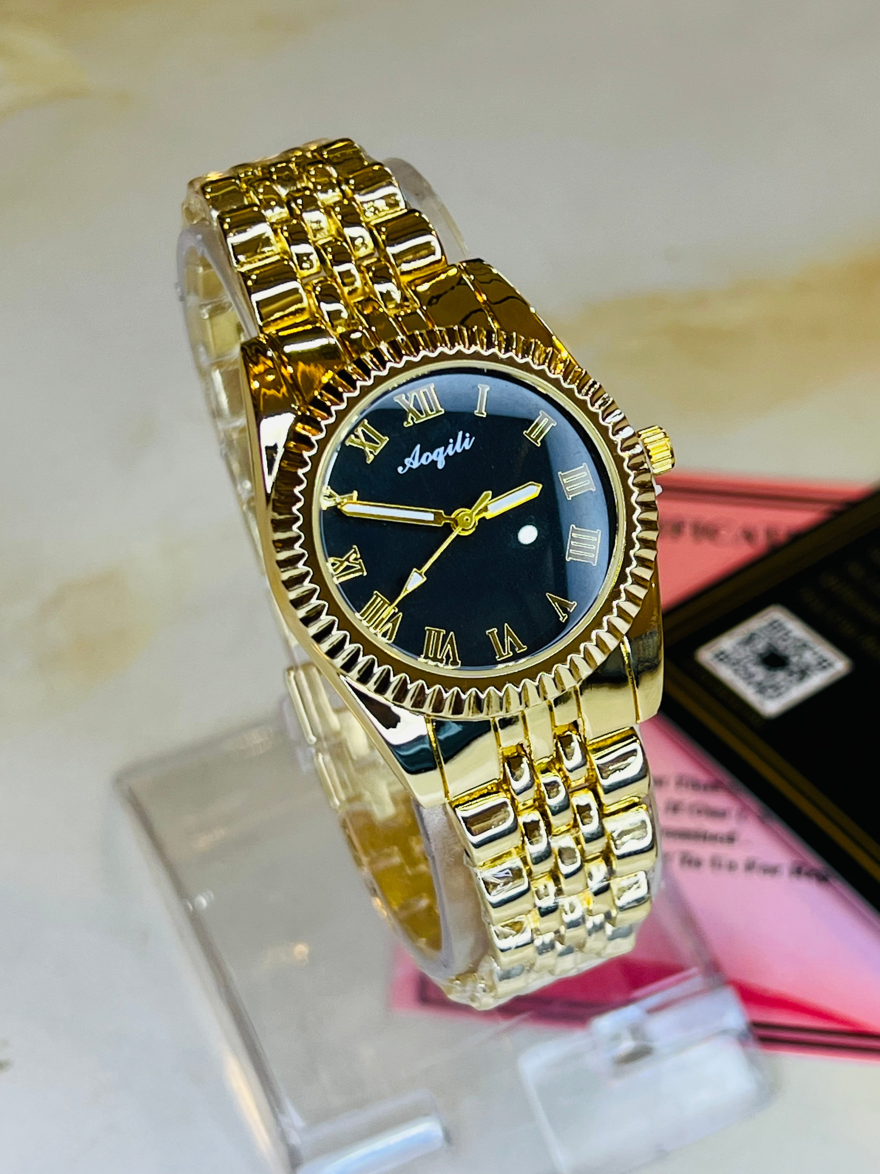 Gold Black Aoqili Roman Watch for her