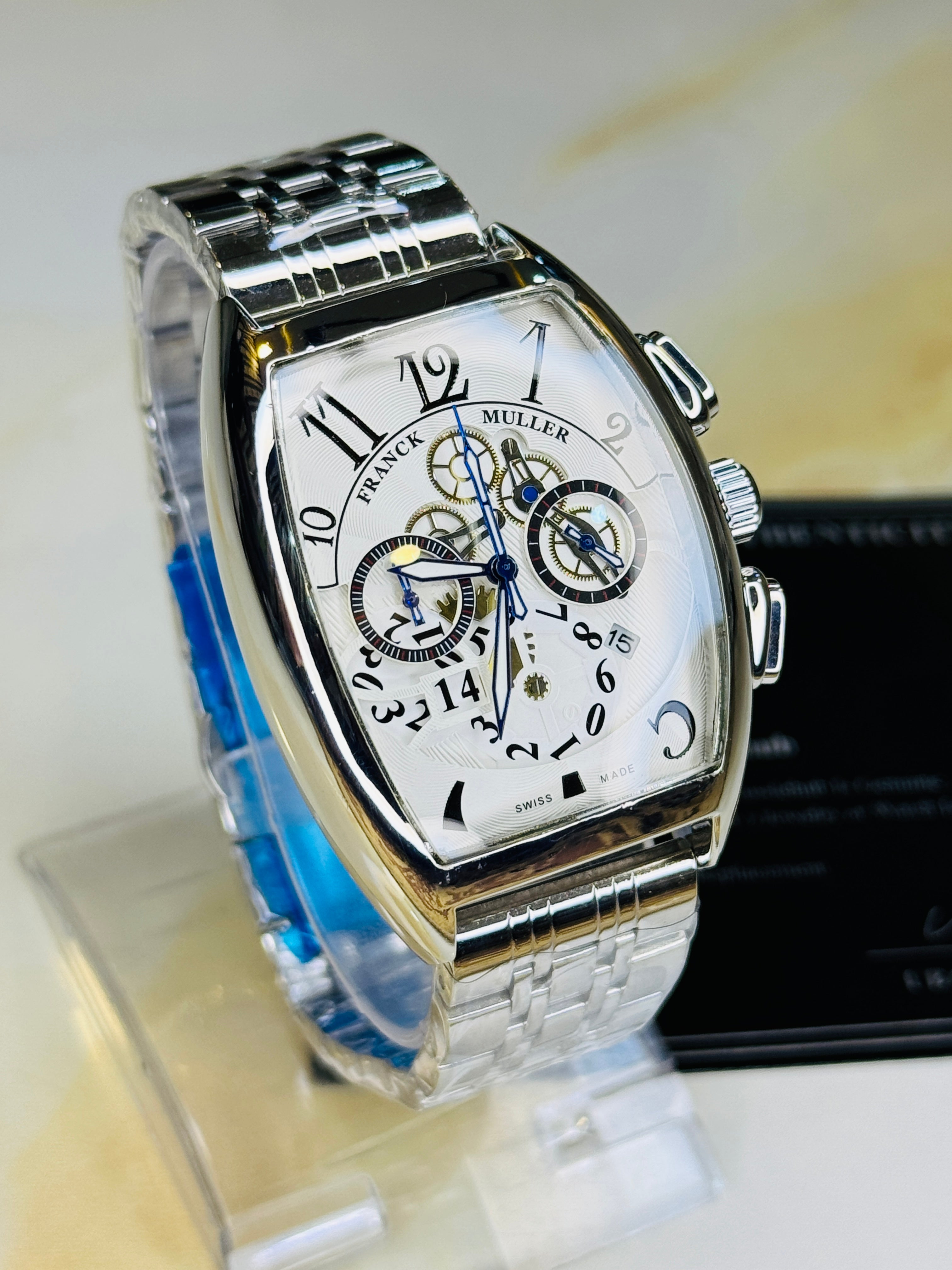 Chain Frank Muller Silver White Chronograph Dial Watch