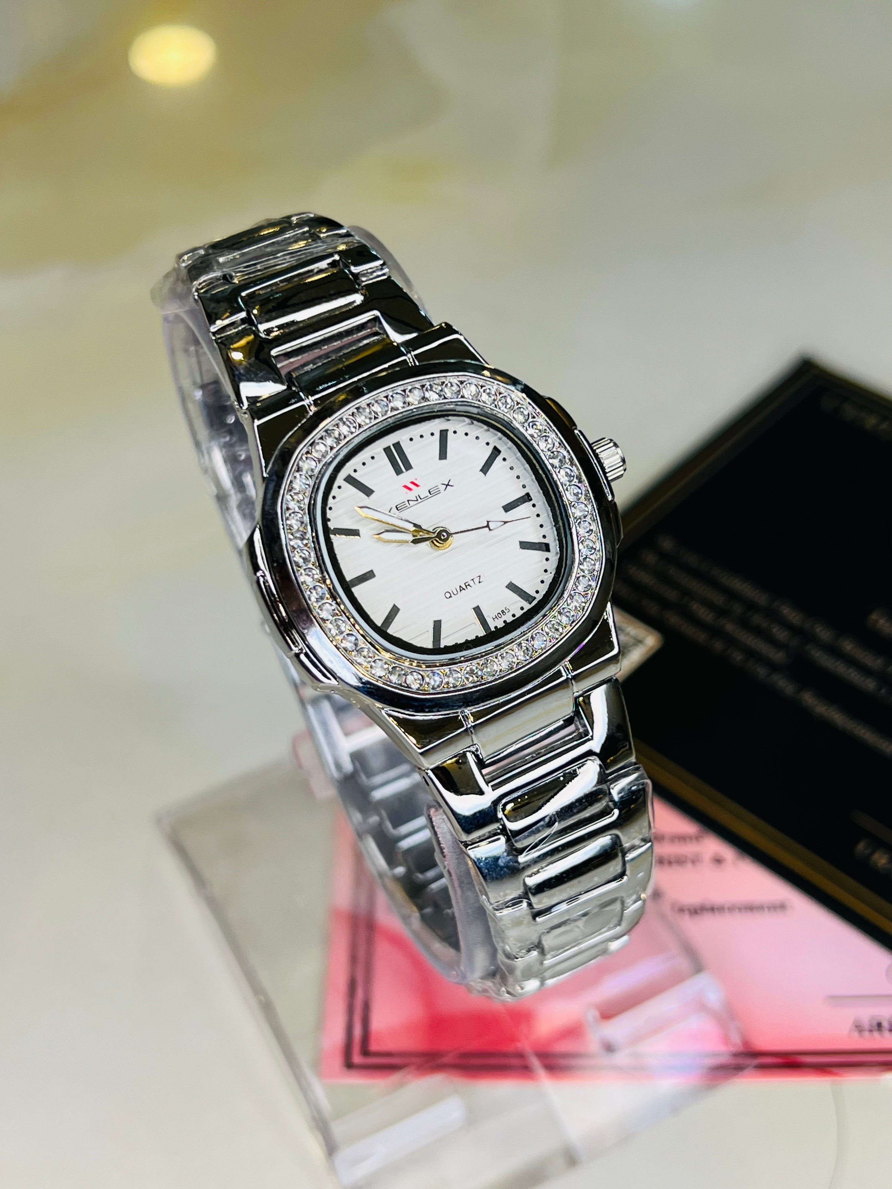 Xenlex Nautilus Silver Zircon Watch For Her