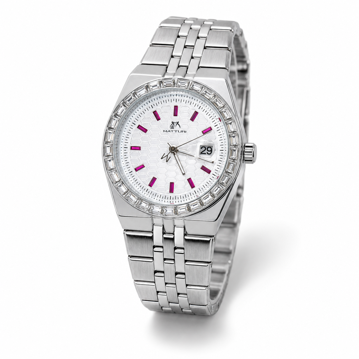 Silver White Luxus Watch