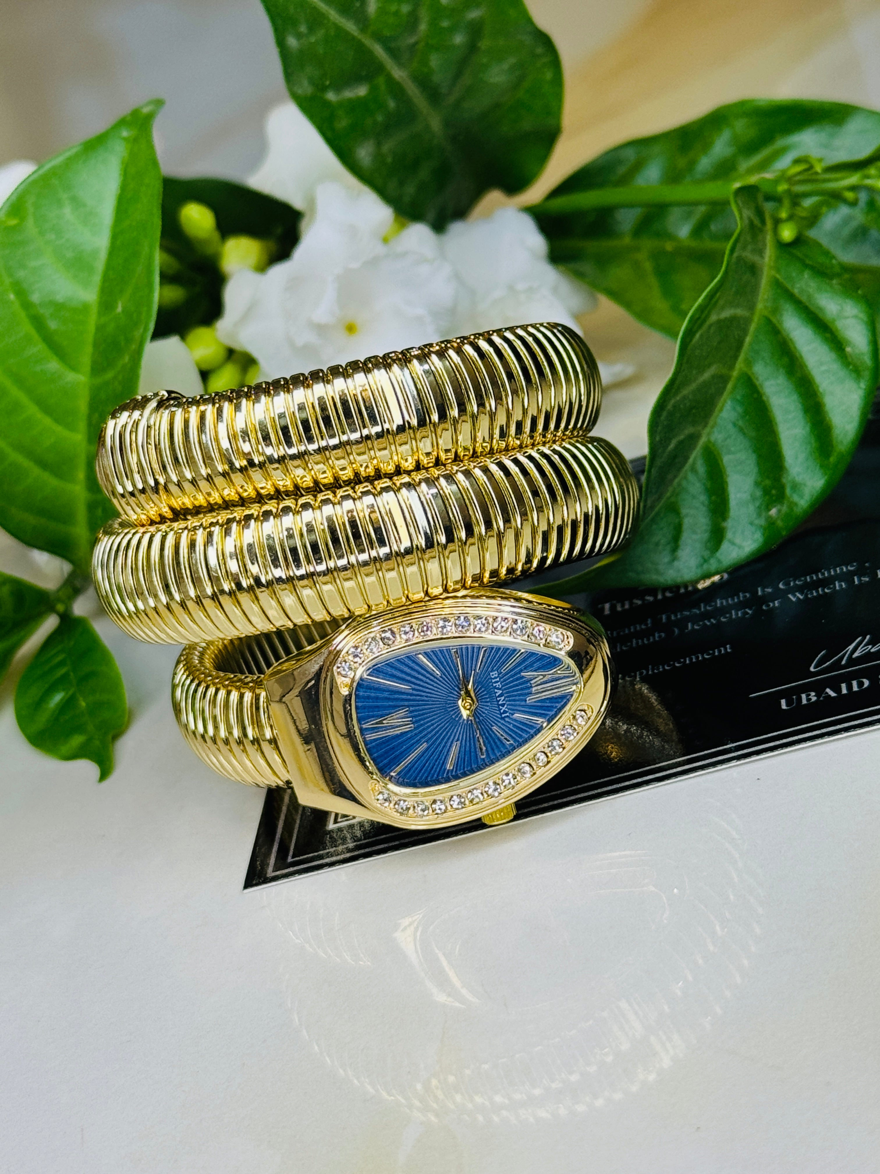 Gold Sapphire Serpentine Watch For Her