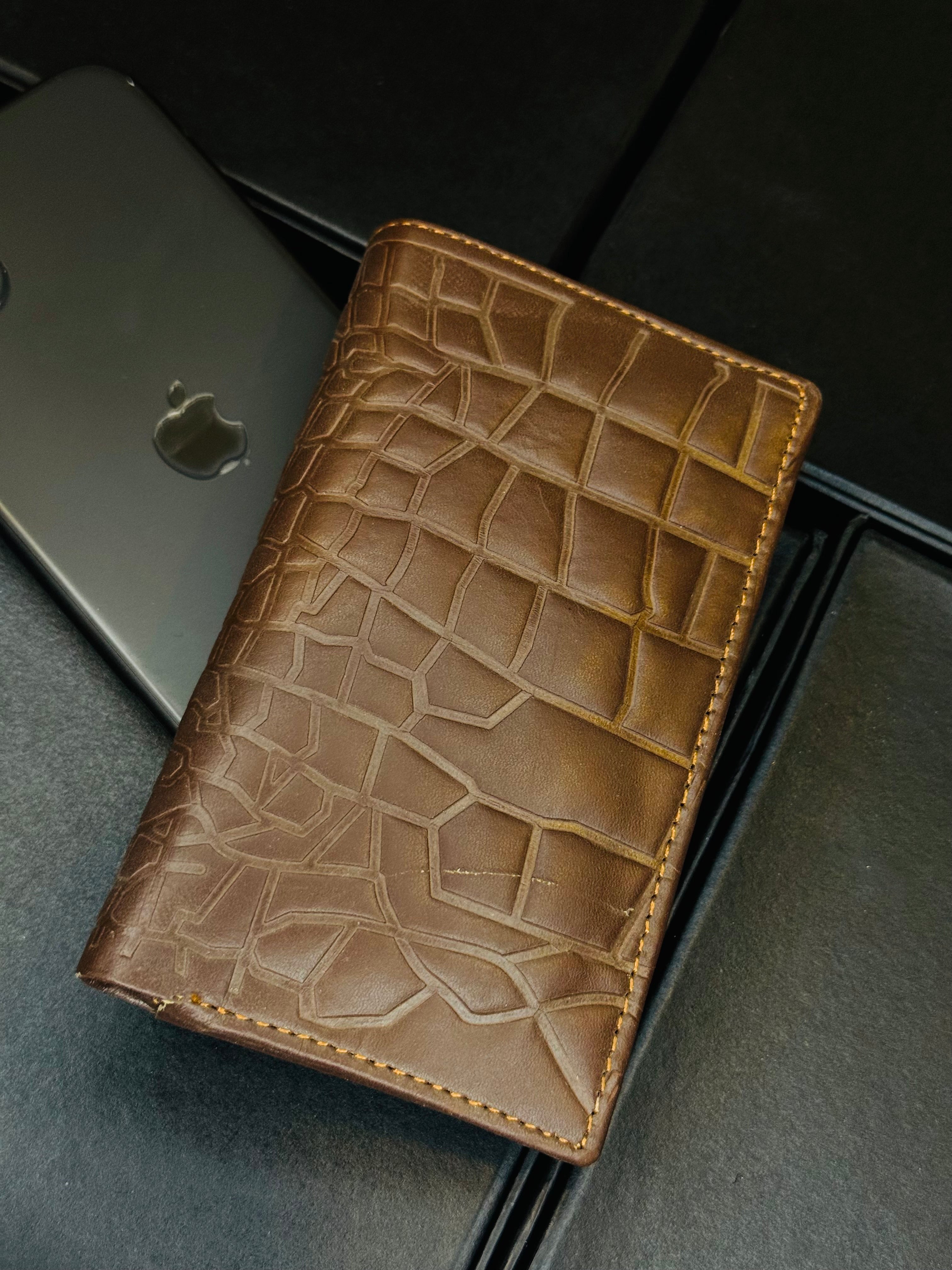 Brown Croc Book Wallet