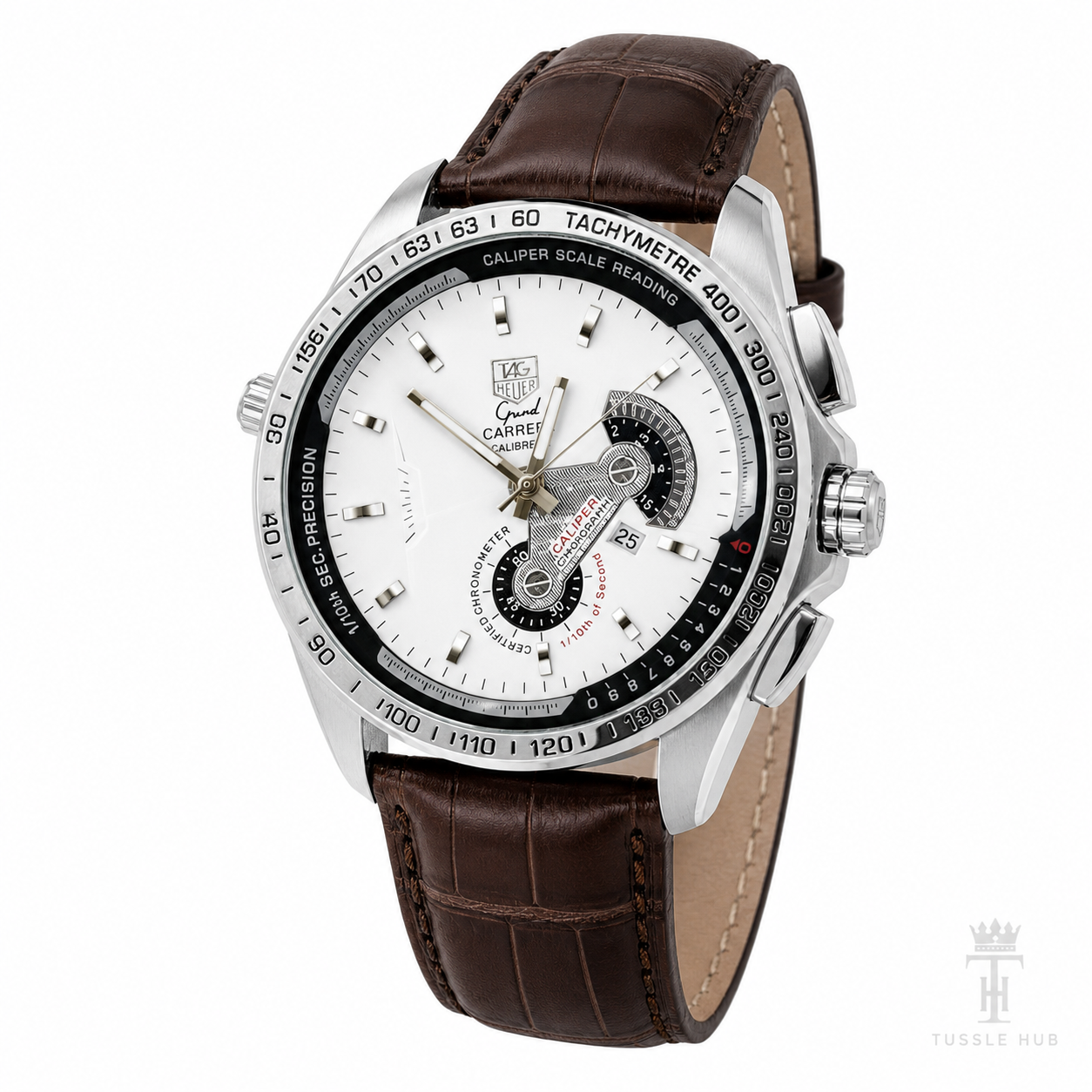 Brown White Grand Carrera Leather Watch