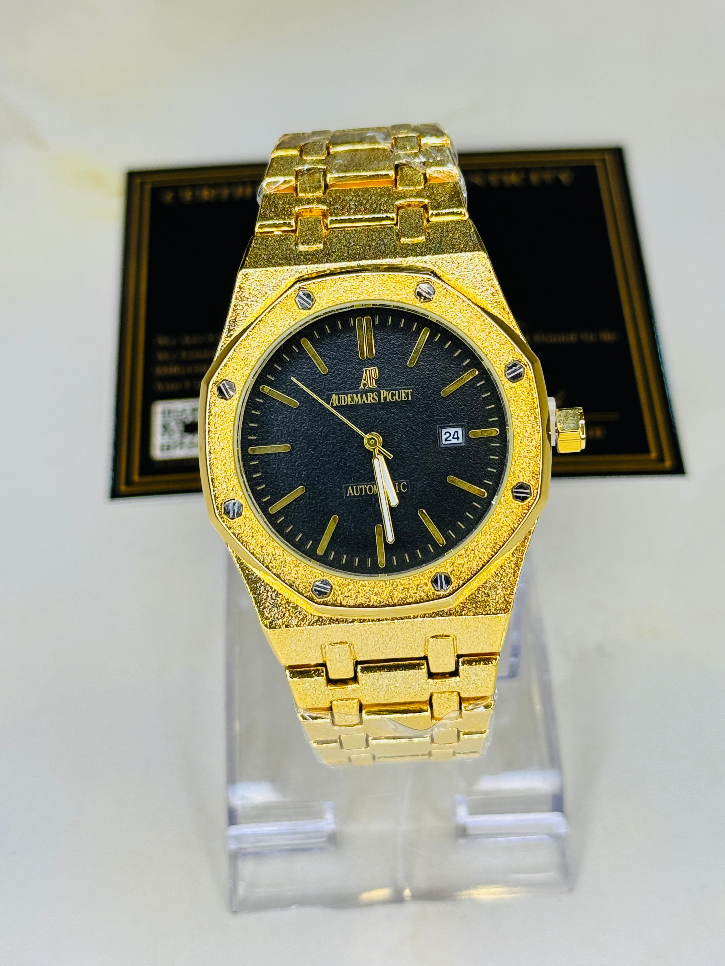 Frosted Gold Black AP Watch