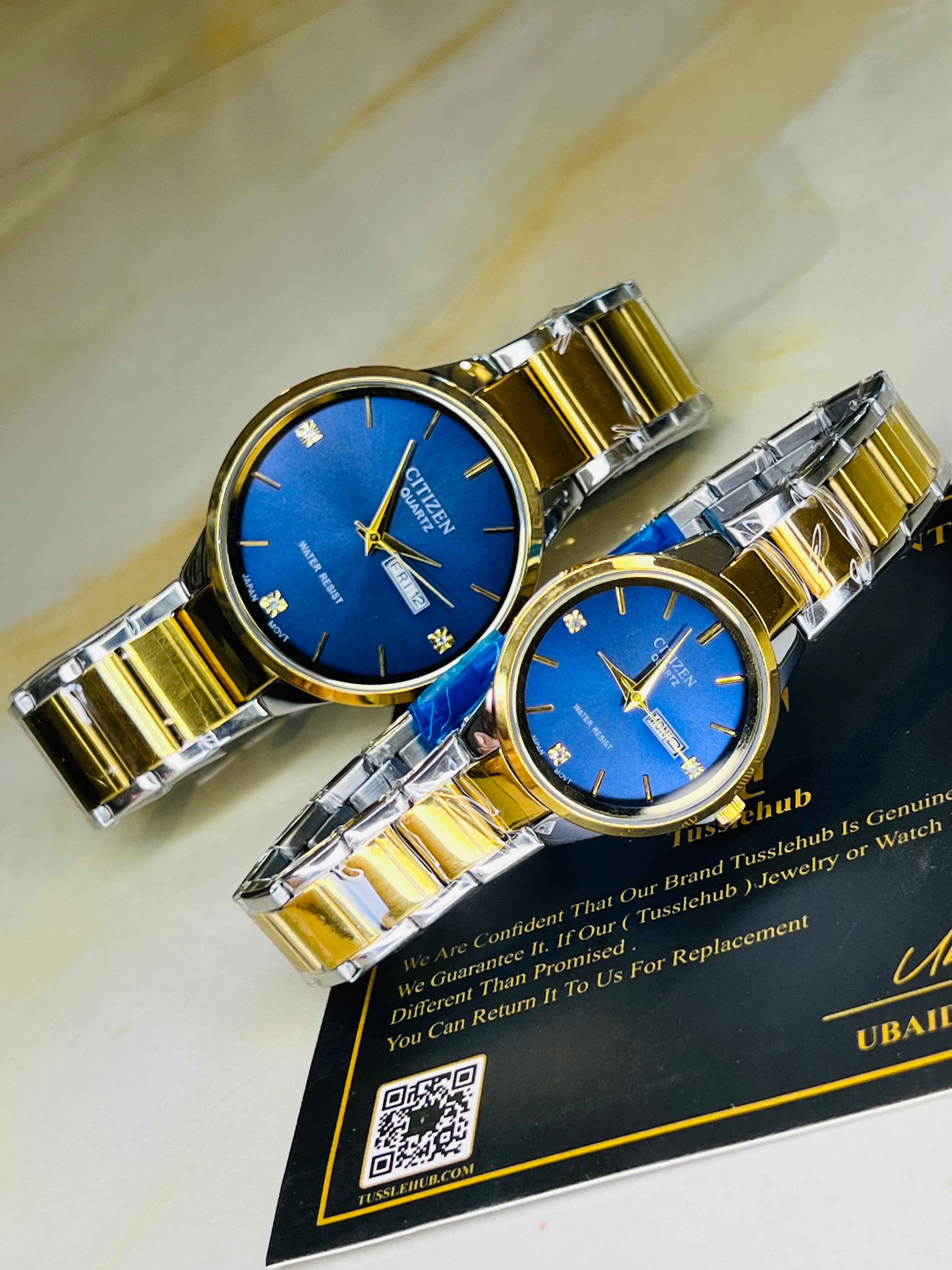 Two Tone Navy Axiom Couple Watch