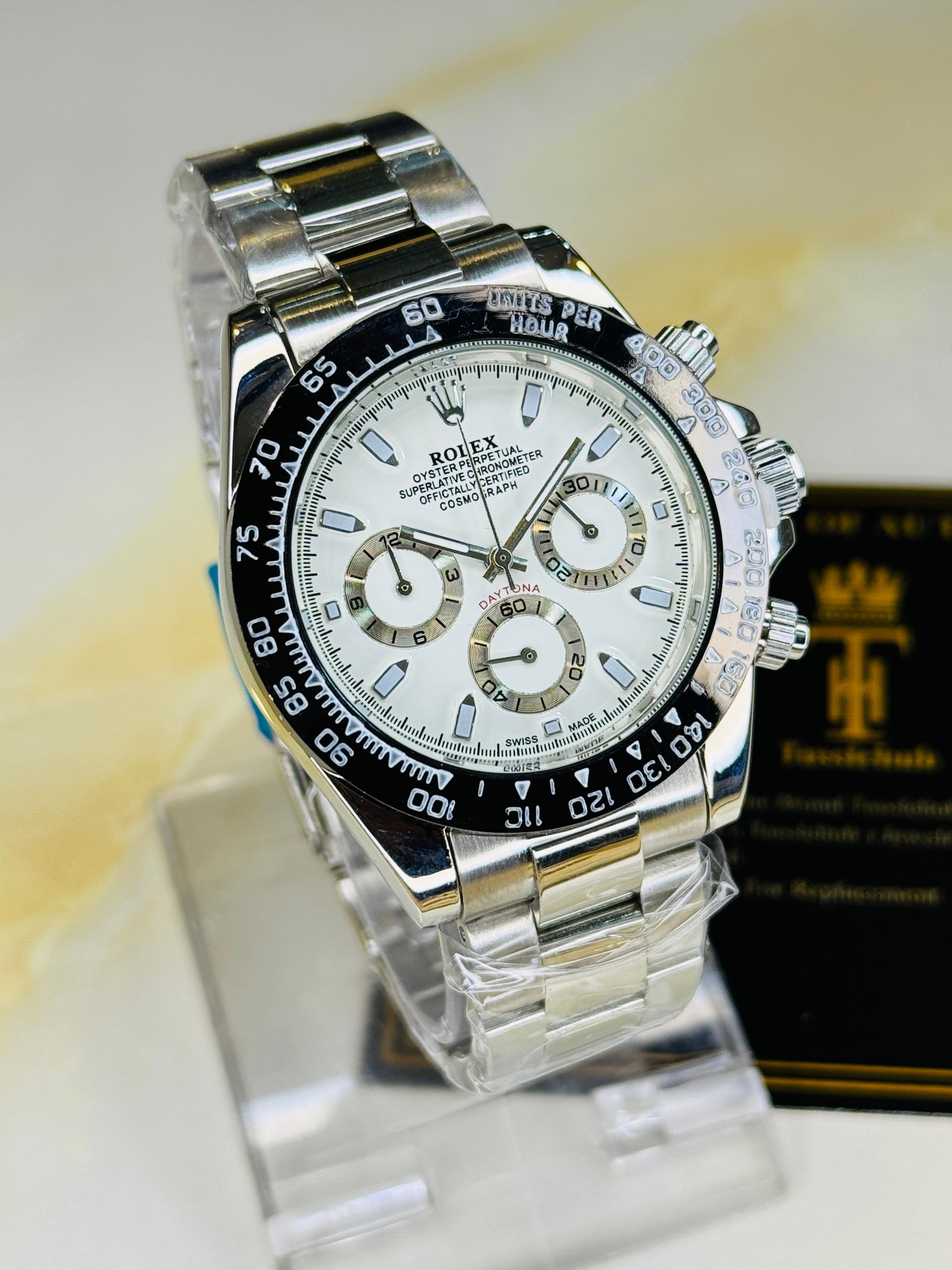 Silver White Daytona Chronograph Chain Strap Master Clone Watch