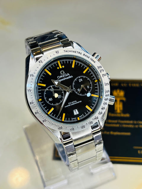 Sea Master Silver Black Chronograph Watch Quartz