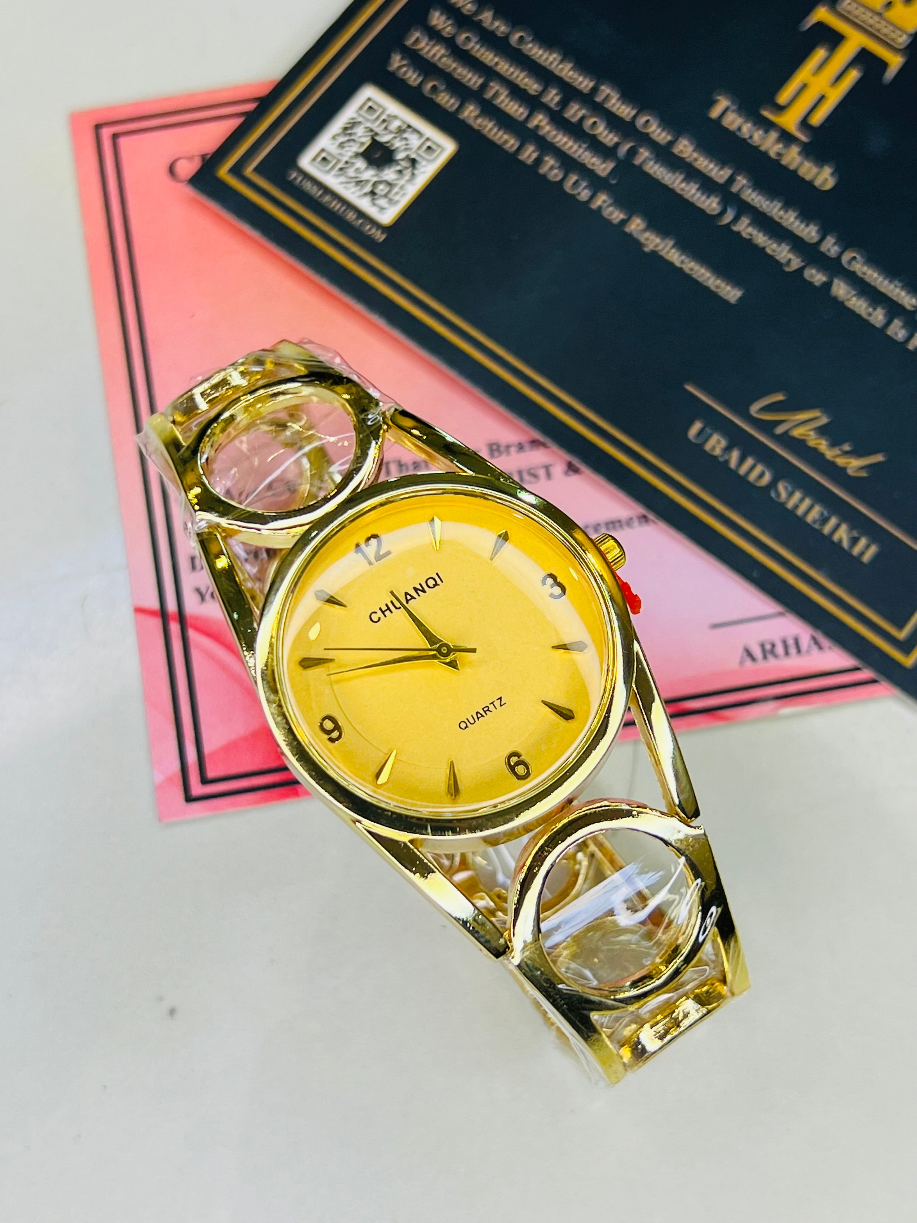 Gold Circle Bracelet Watch For Her