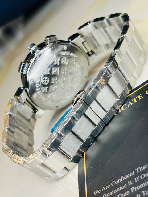 Silver Black L-V Chronograph Dial Watch