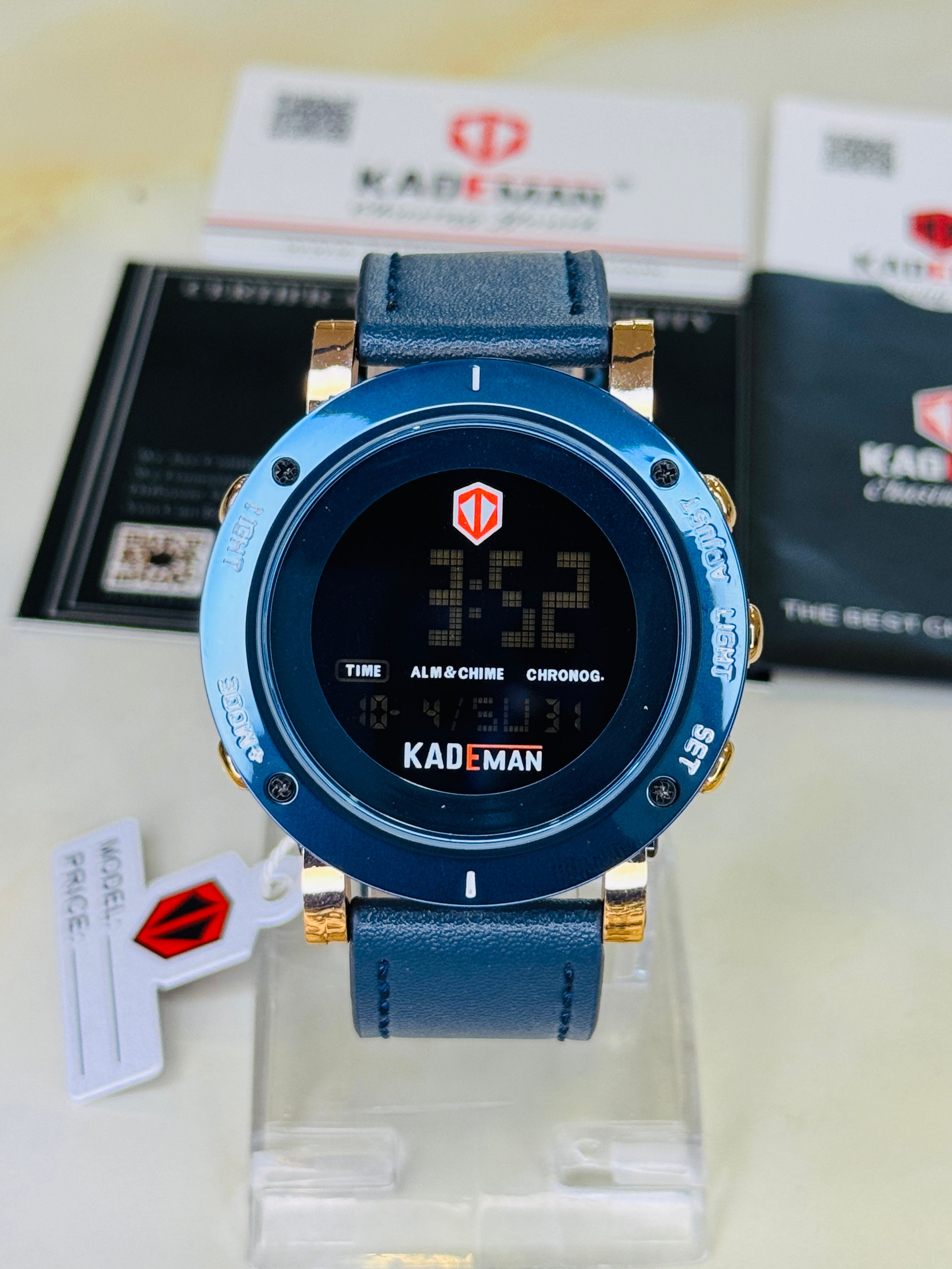 Kademan Tungsten Blue Rose Gold Digital Watch