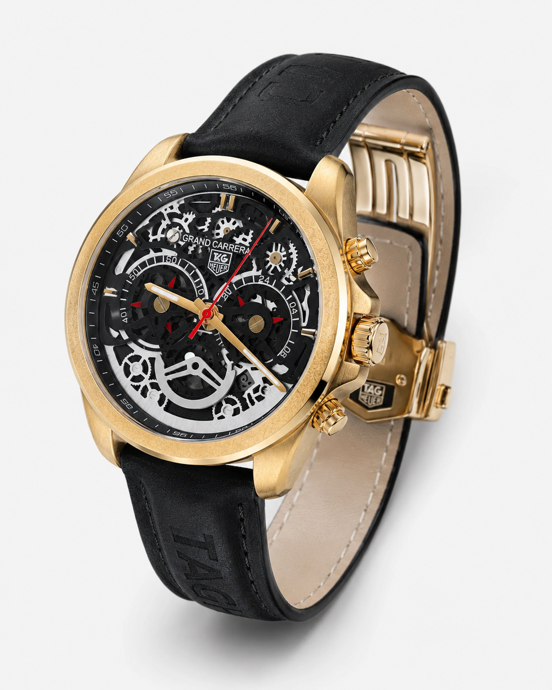 Black Copper CR7 Tag Heur Chronographs Leather Watch