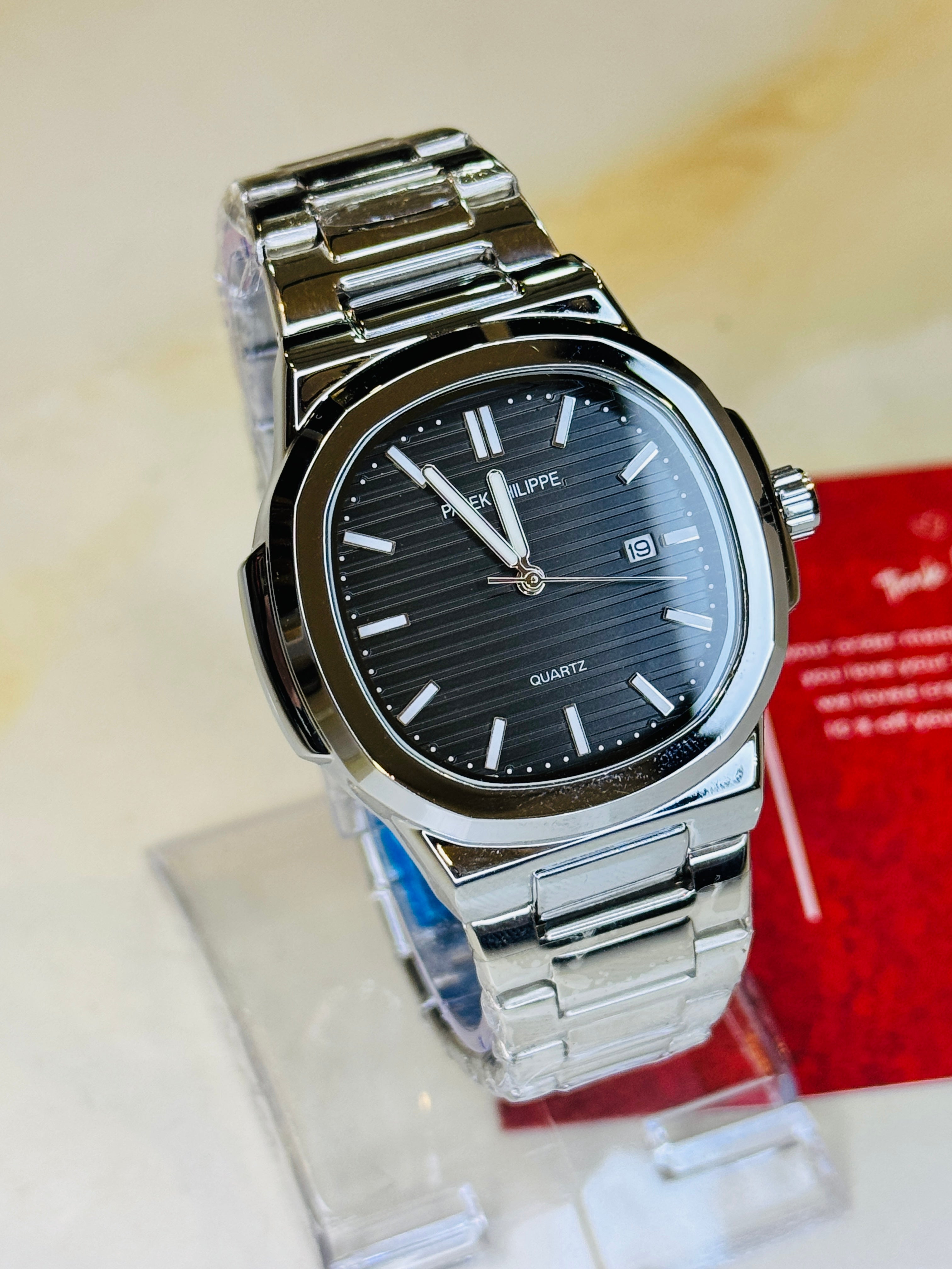 Silver Black Nautilus Premium Watch
