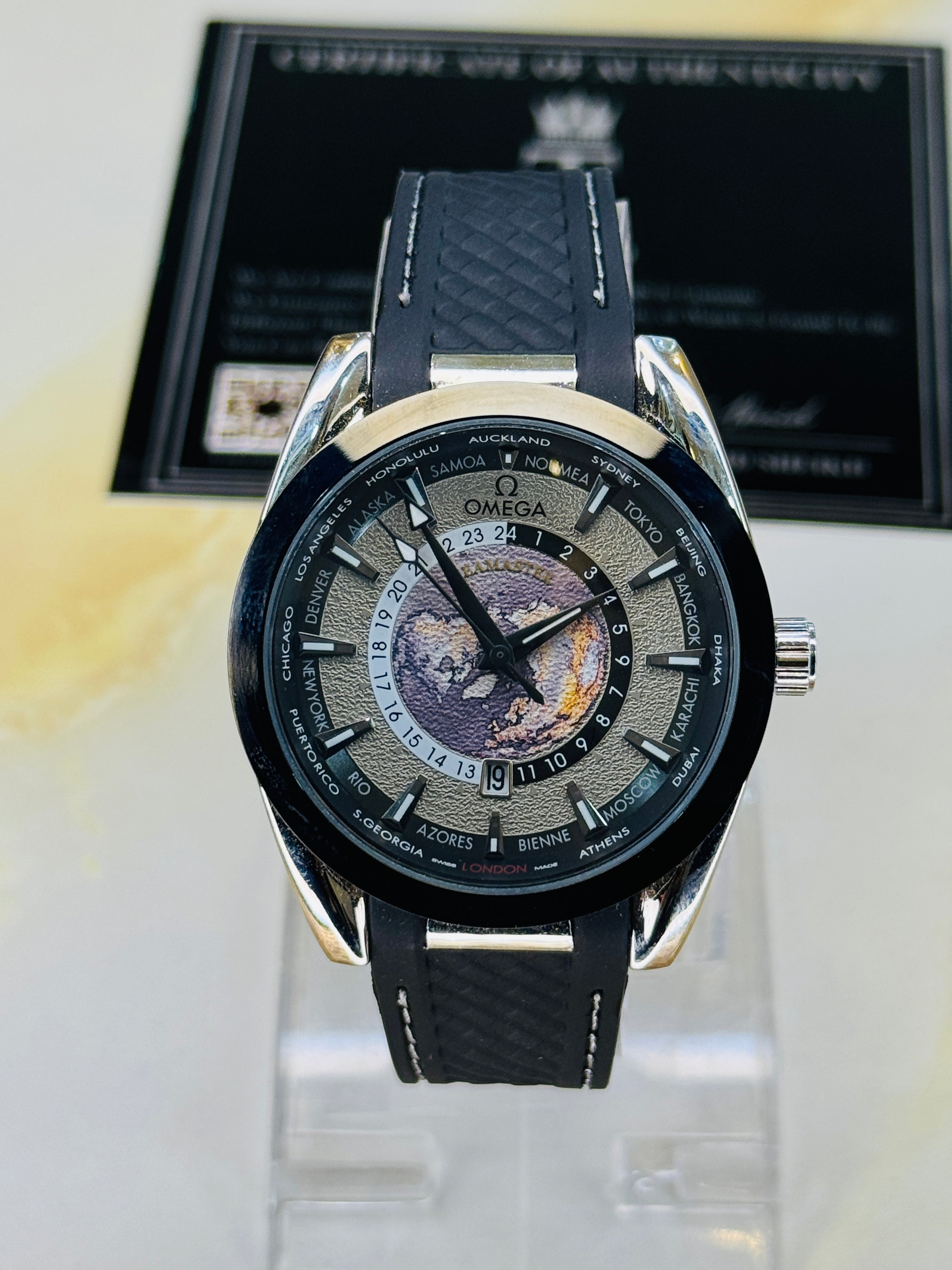 Black Silver Aqua Terra Omega Watch