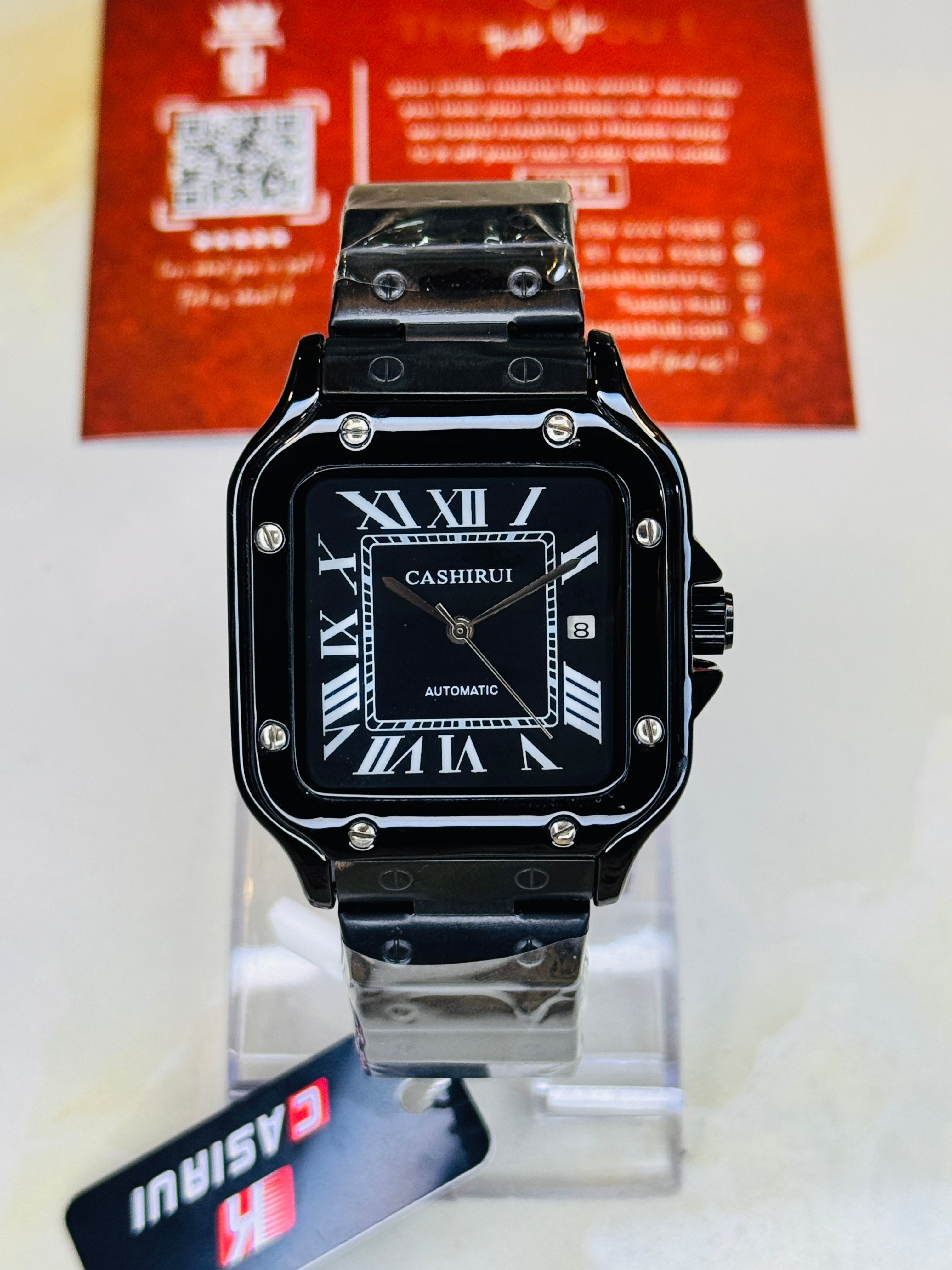 All Black Cashirui Automatic Tank Watch