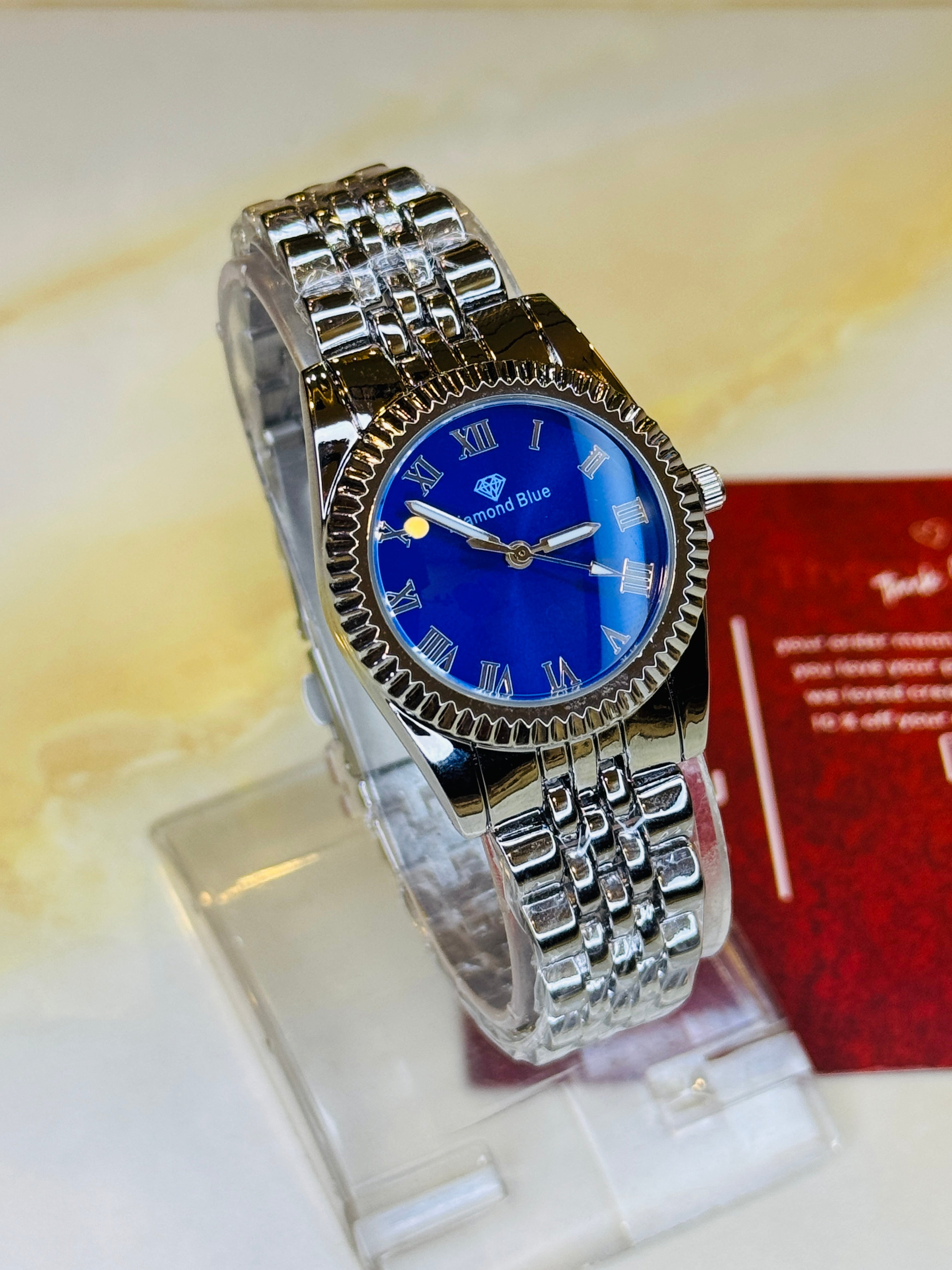 Silver Sapphire Aoqili Roman Watch for her