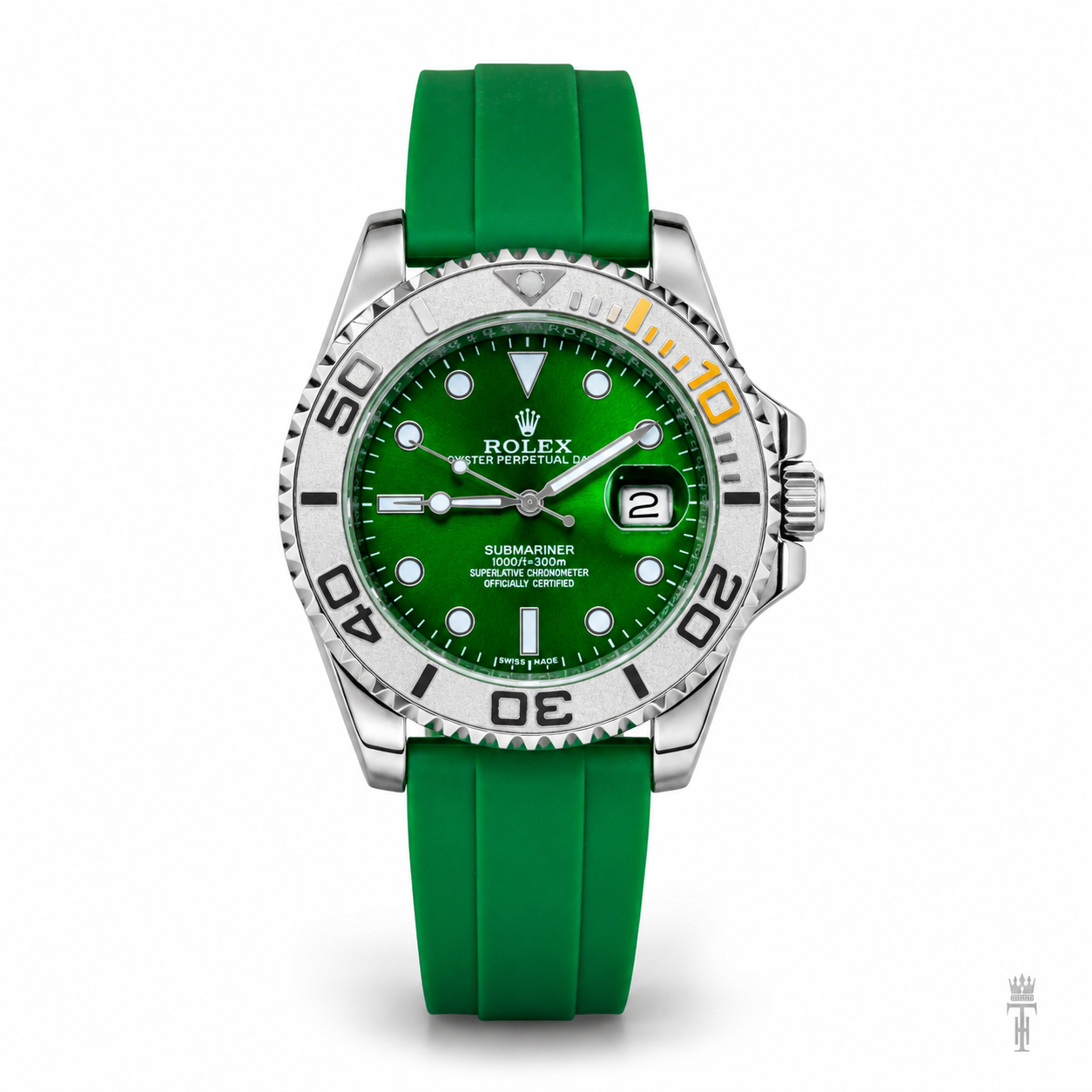Green Silver Dial Black Yatchmaster Watch