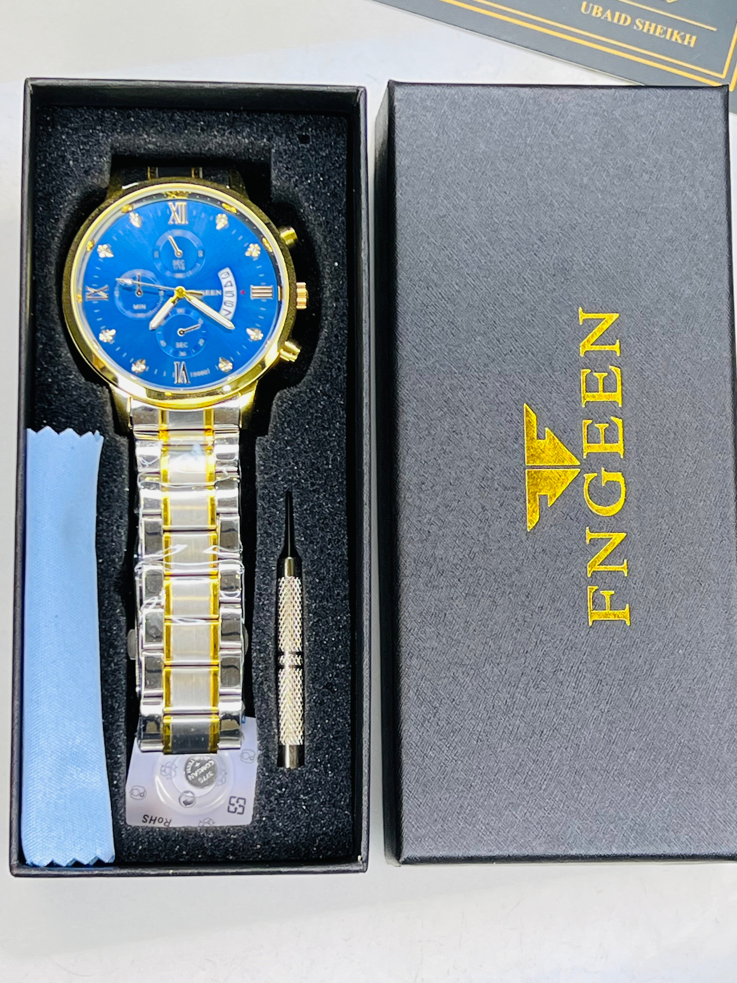 Two Tone Blue Dial Fngeen Watch