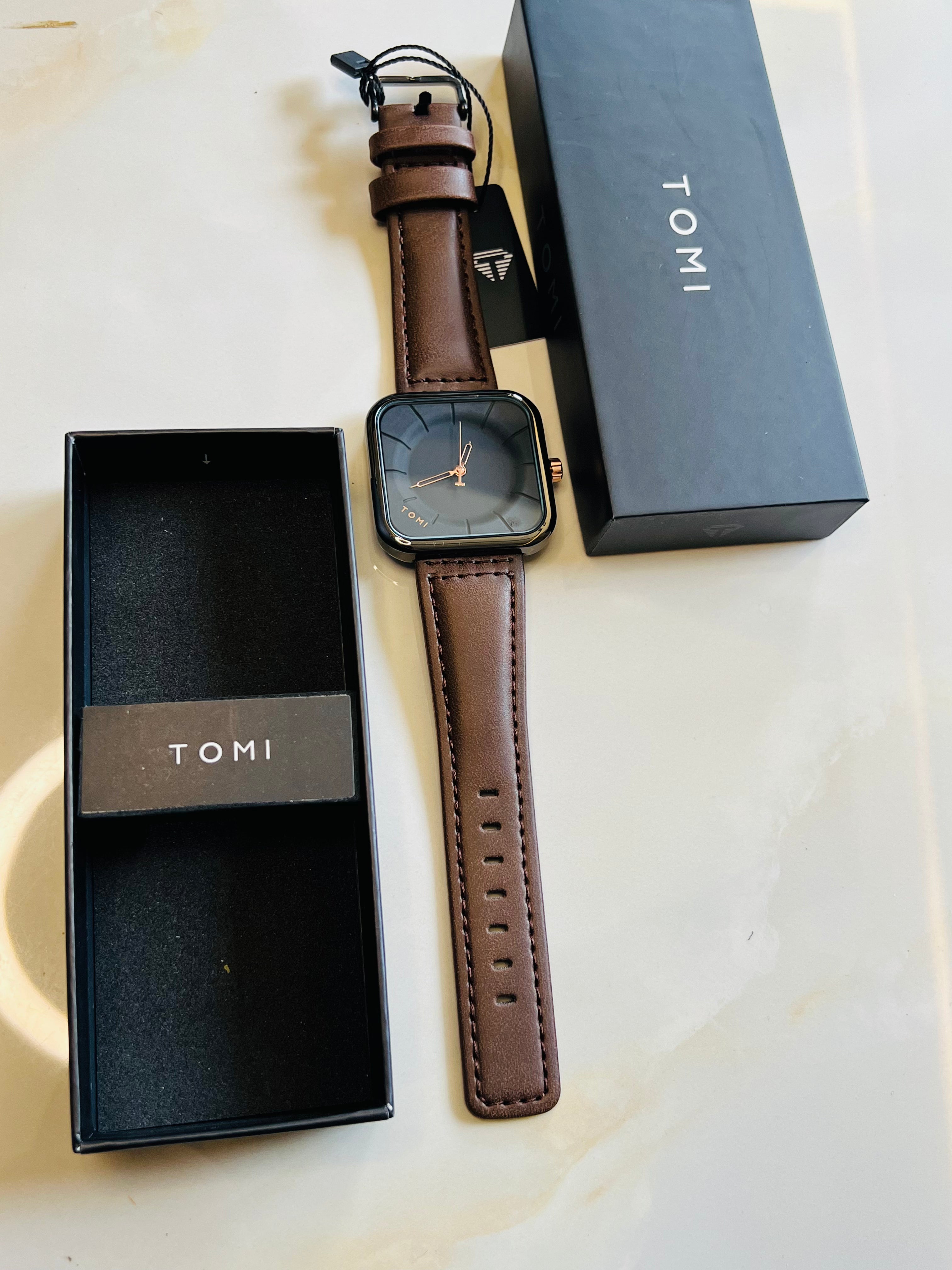 Tomi Coffee Black Square Dial Watch