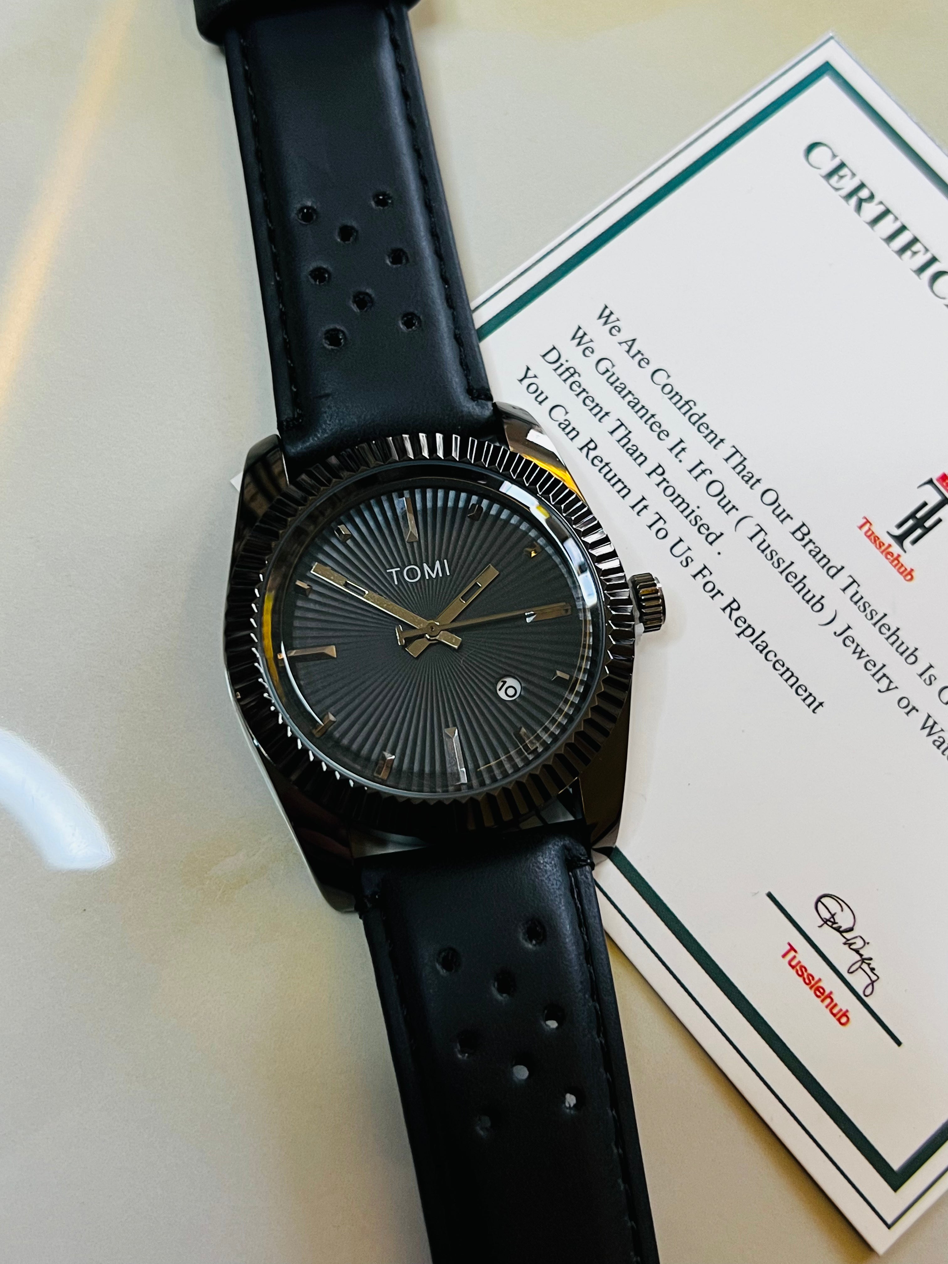 Tomi All Black Jaguar Dial Watch